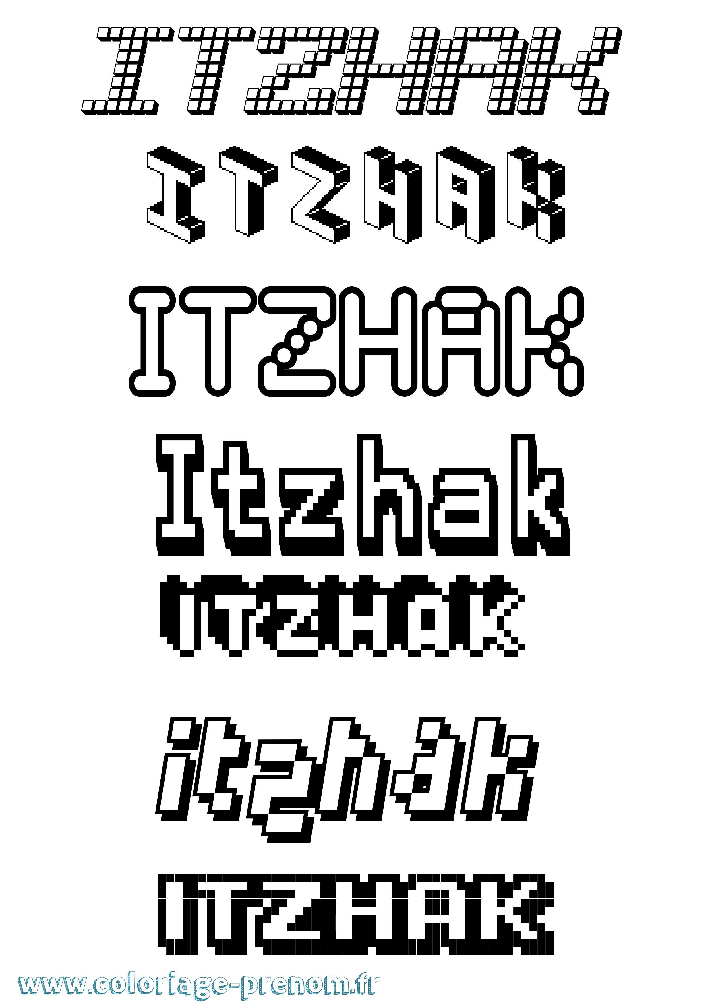 Coloriage prénom Itzhak Pixel