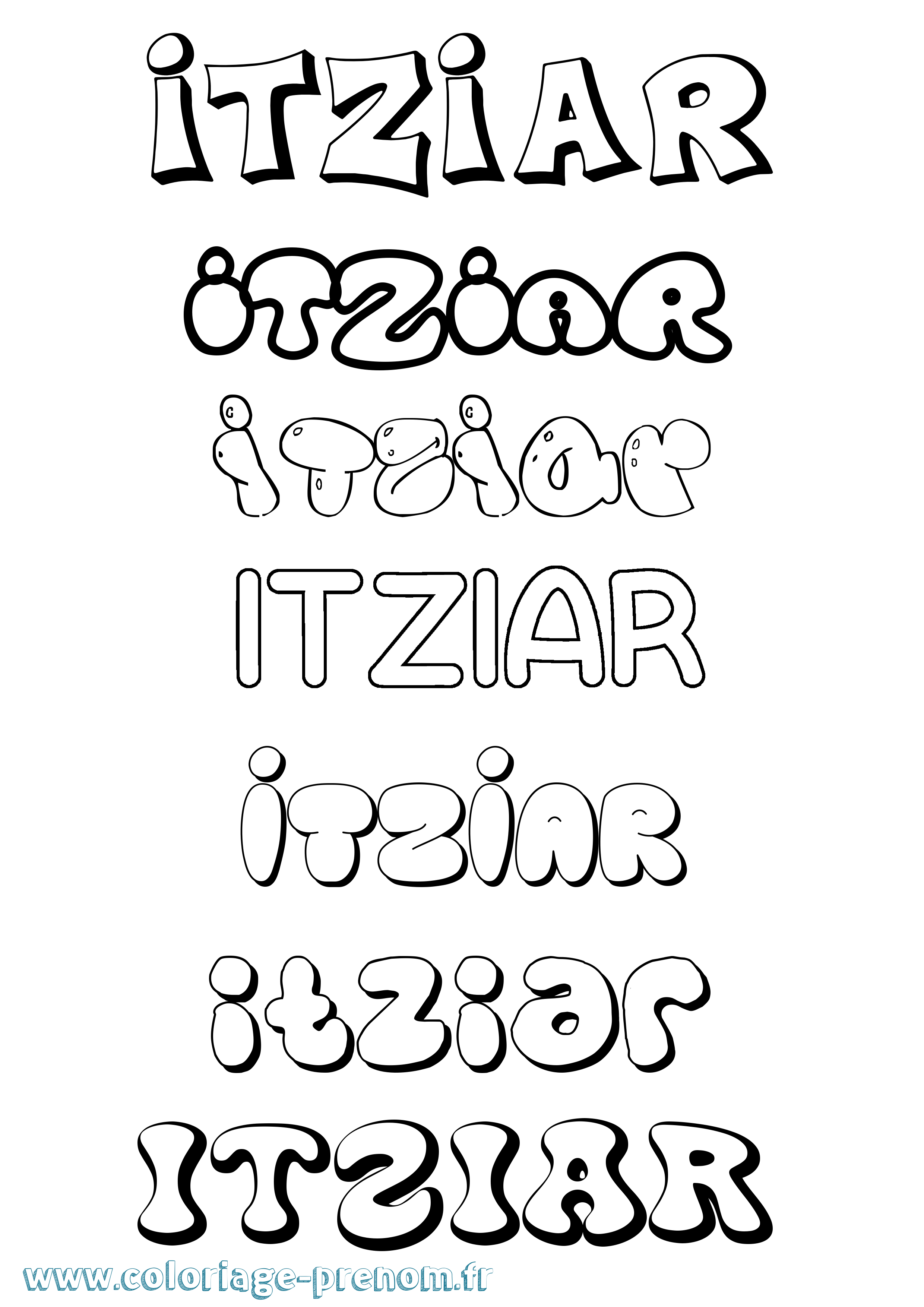 Coloriage Itziar Bubble Coloriage prénom Itziar Bubble