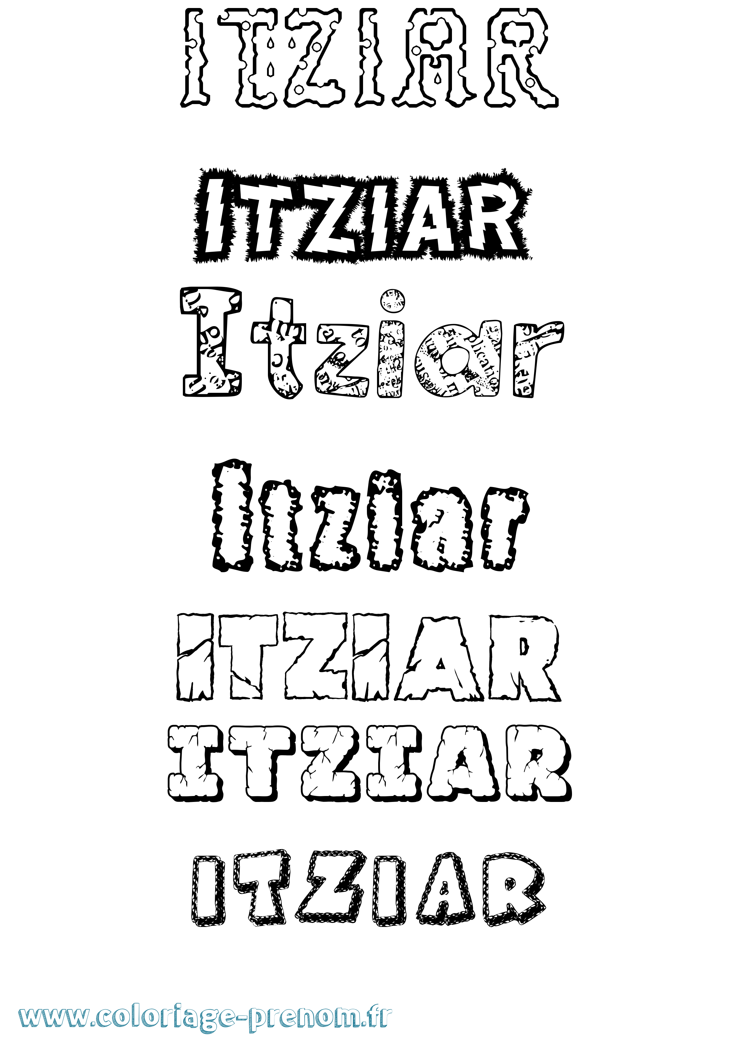 Coloriage Itziar Destructuré Coloriage prénom Itziar Destructuré