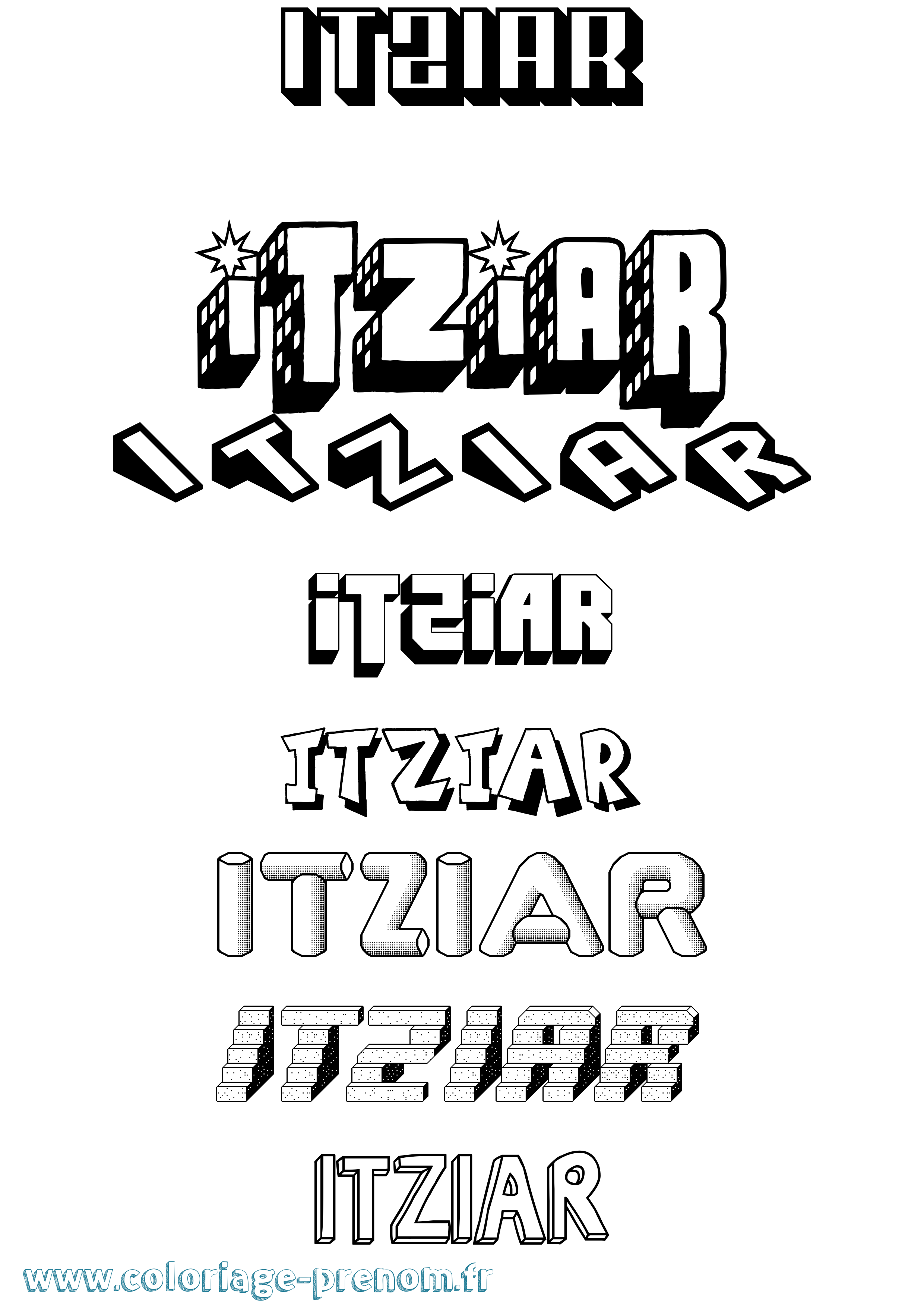 Coloriage Itziar Effet 3D Coloriage prénom Itziar Effet 3D
