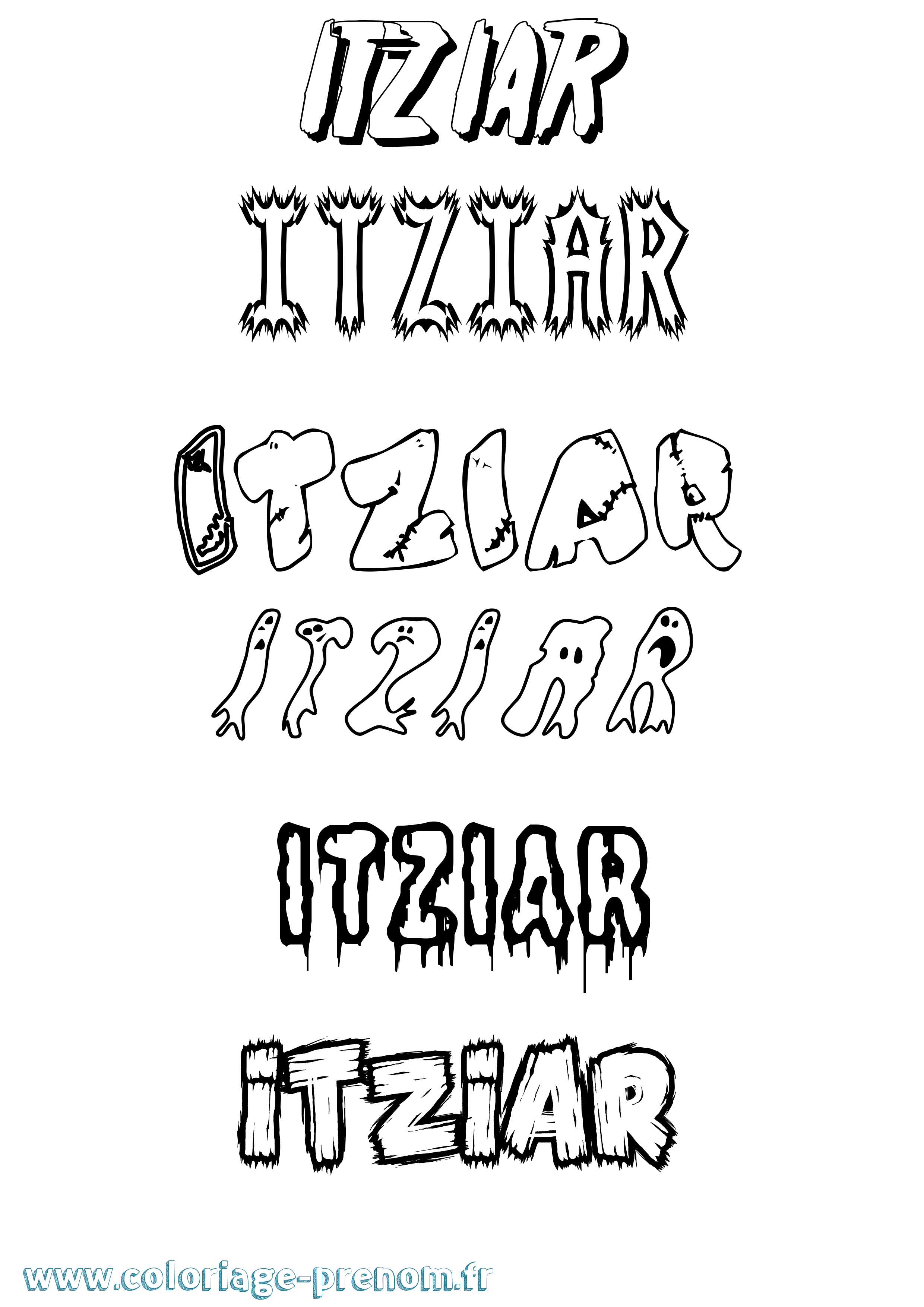 Coloriage Itziar Frisson Coloriage prénom Itziar Frisson