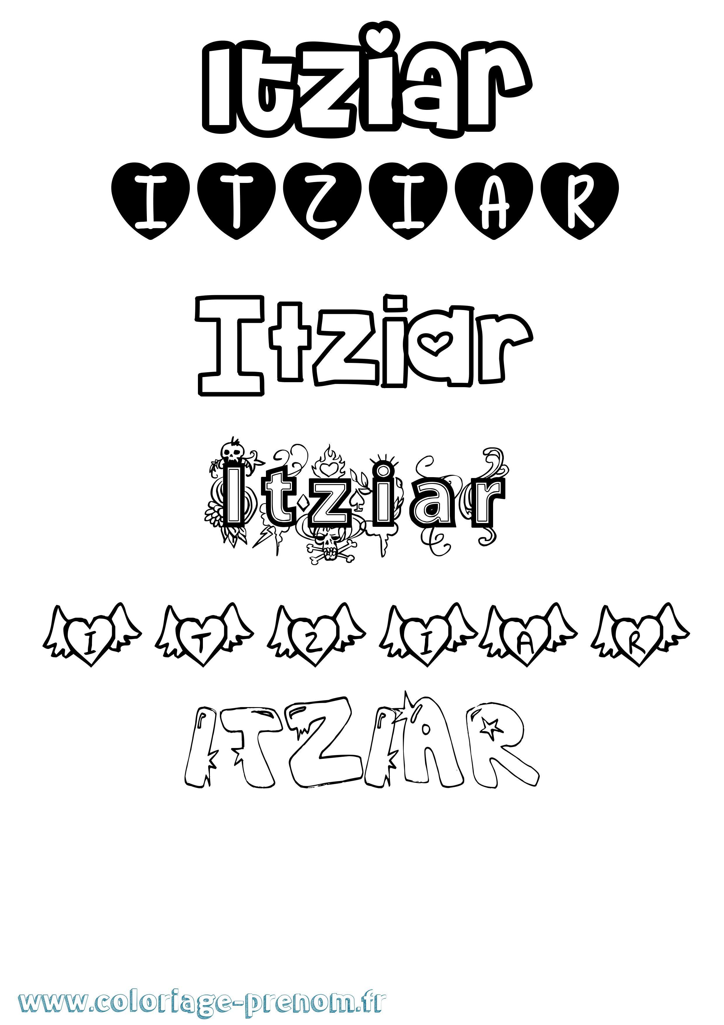 Coloriage Itziar Girly Coloriage prénom Itziar Girly