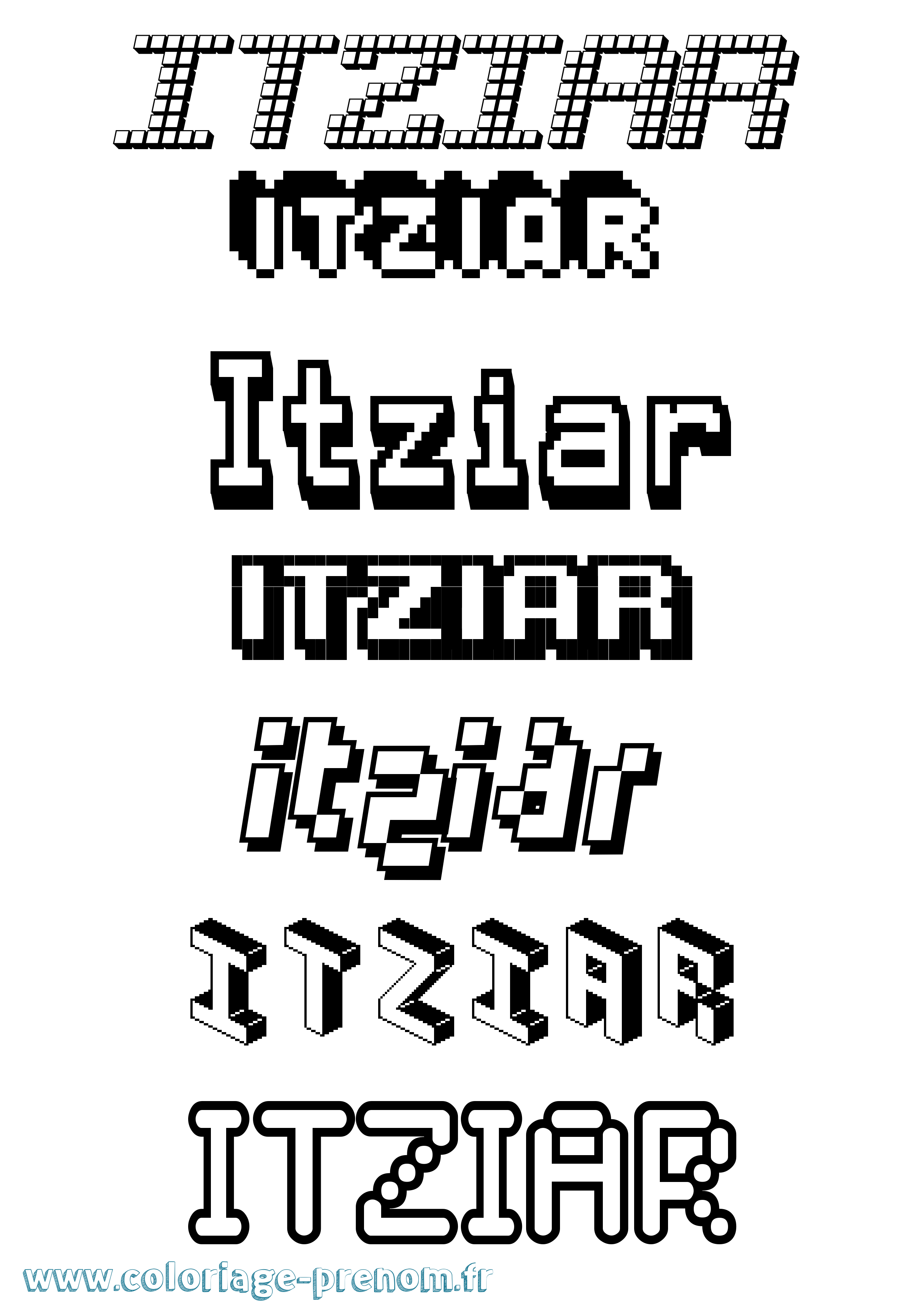 Coloriage prénom Itziar Pixel