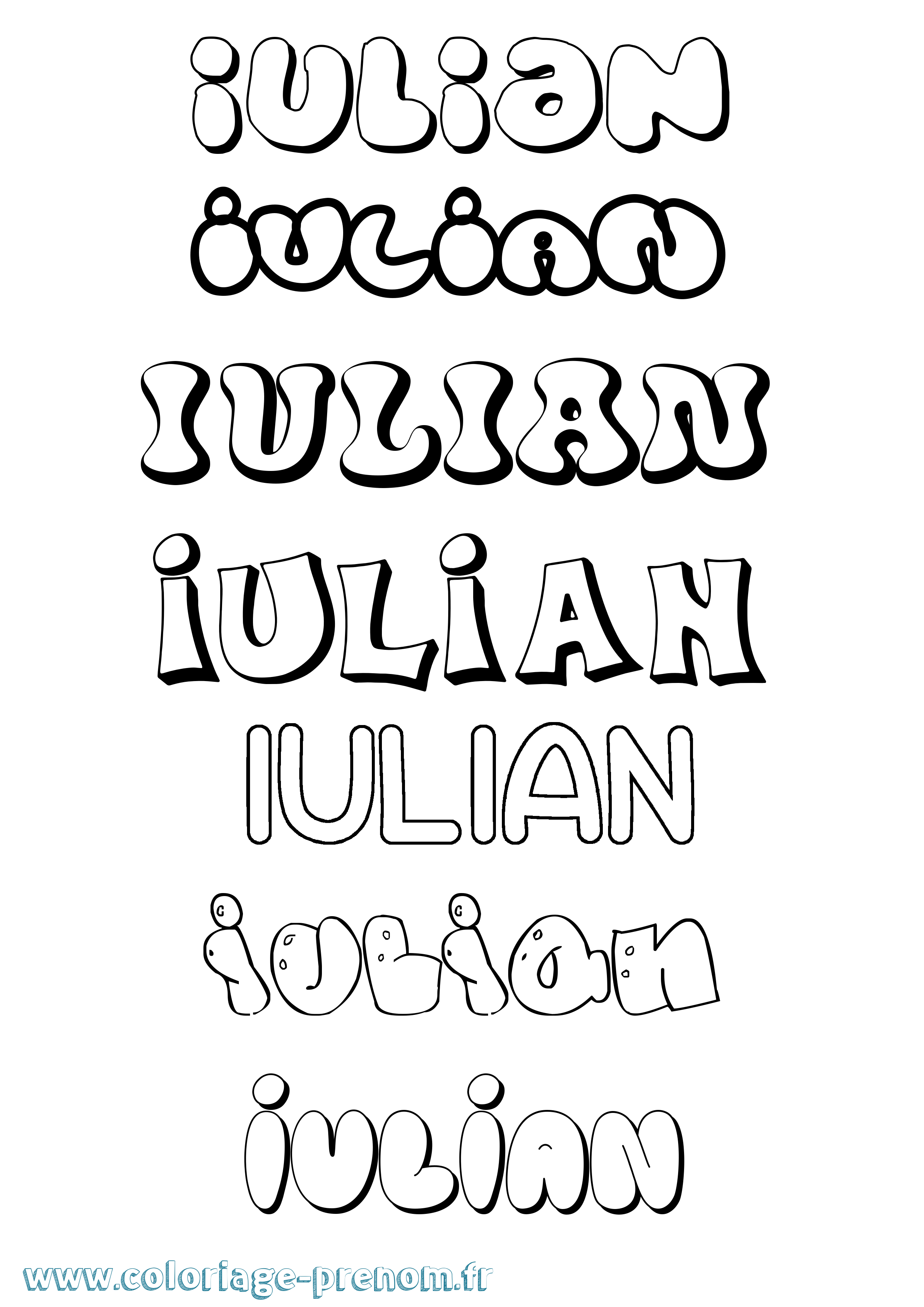 Coloriage prénom Iulian Bubble
