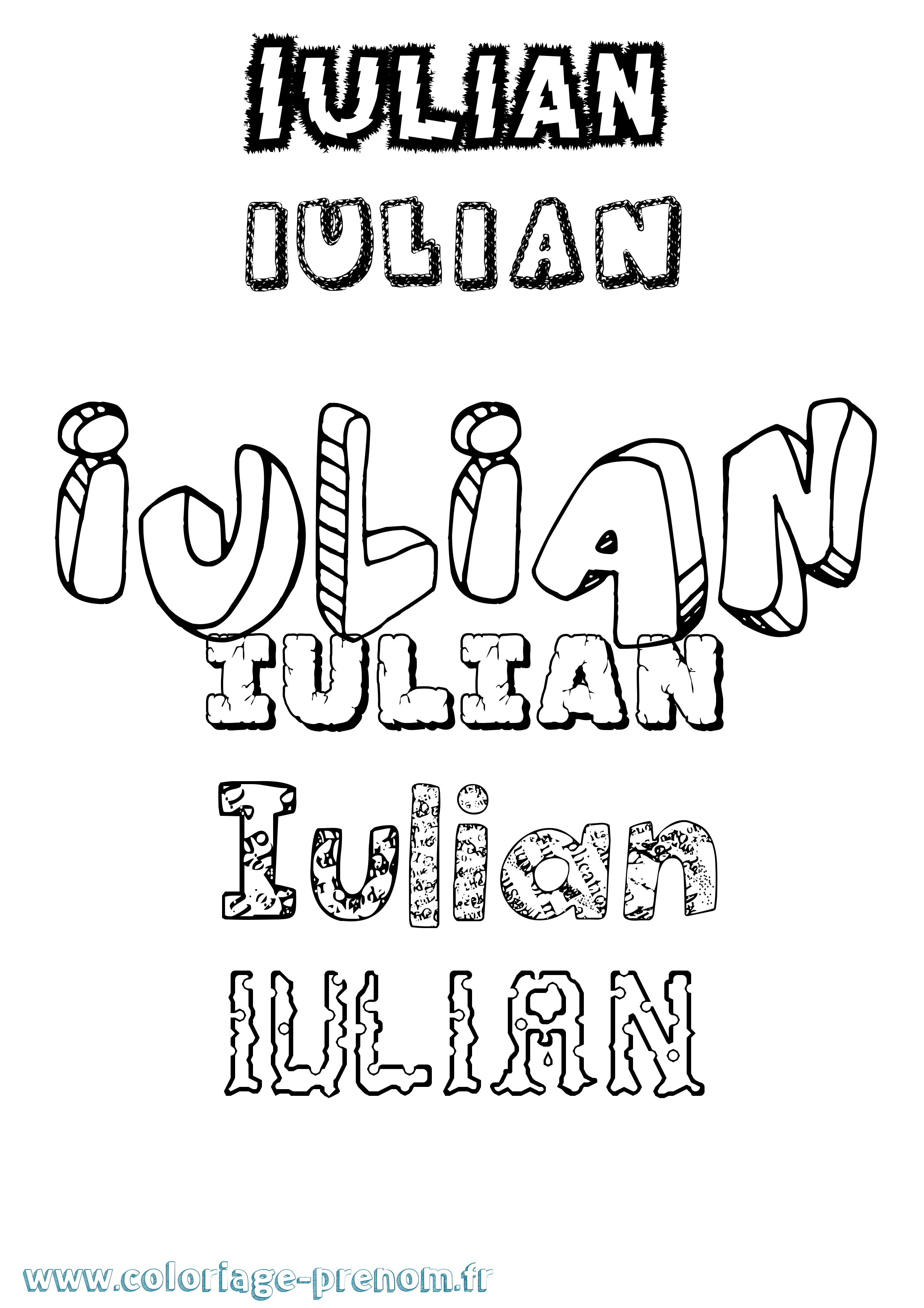 Coloriage prénom Iulian Destructuré