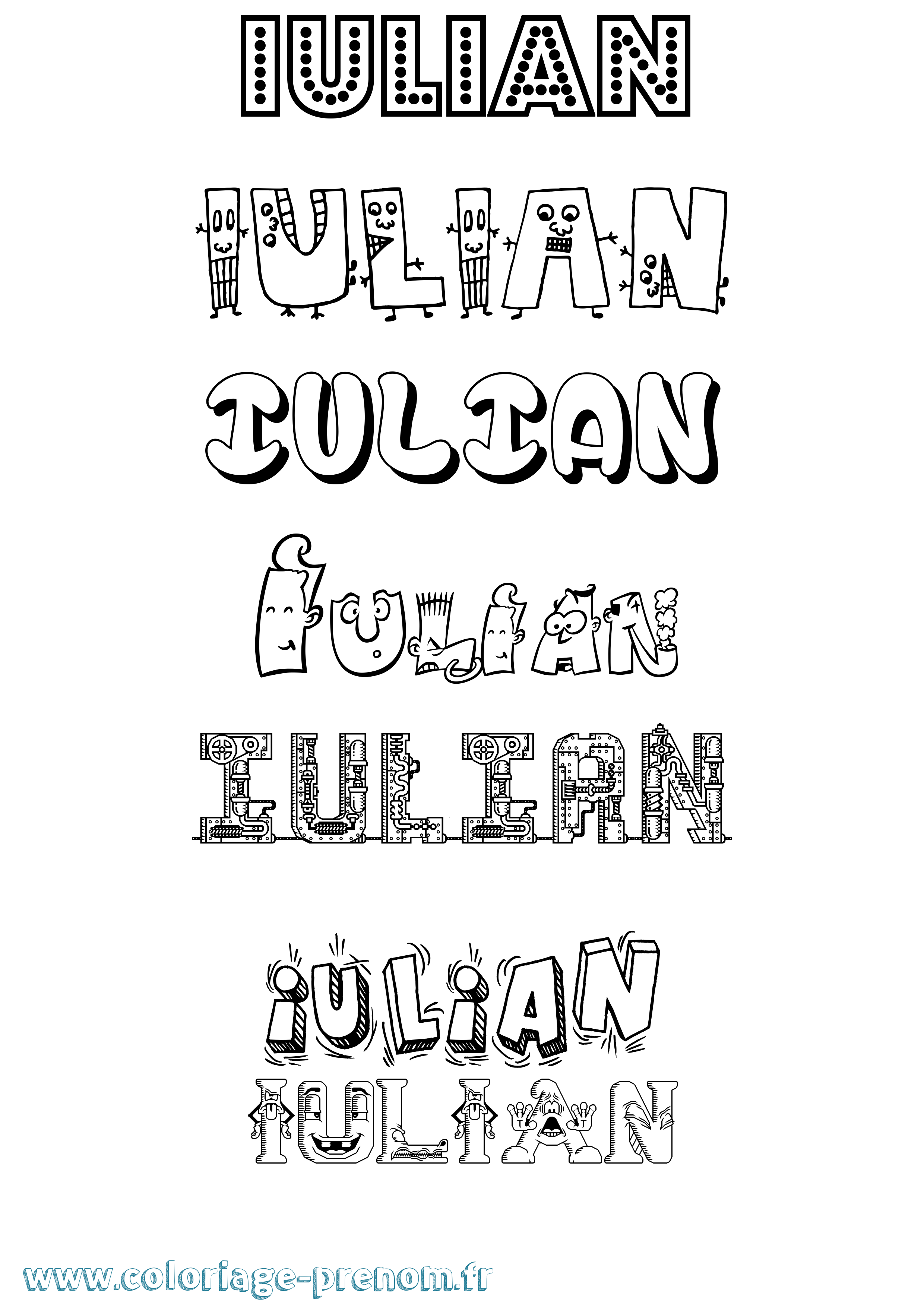 Coloriage prénom Iulian Fun