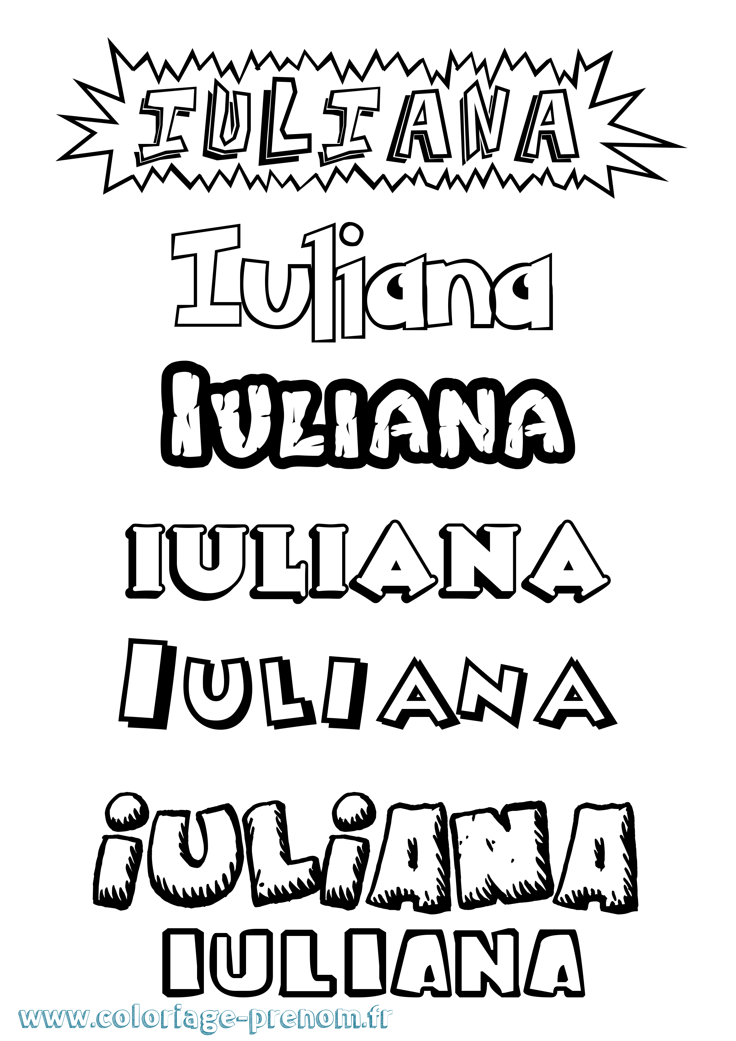 Coloriage prénom Iuliana Dessin Animé
