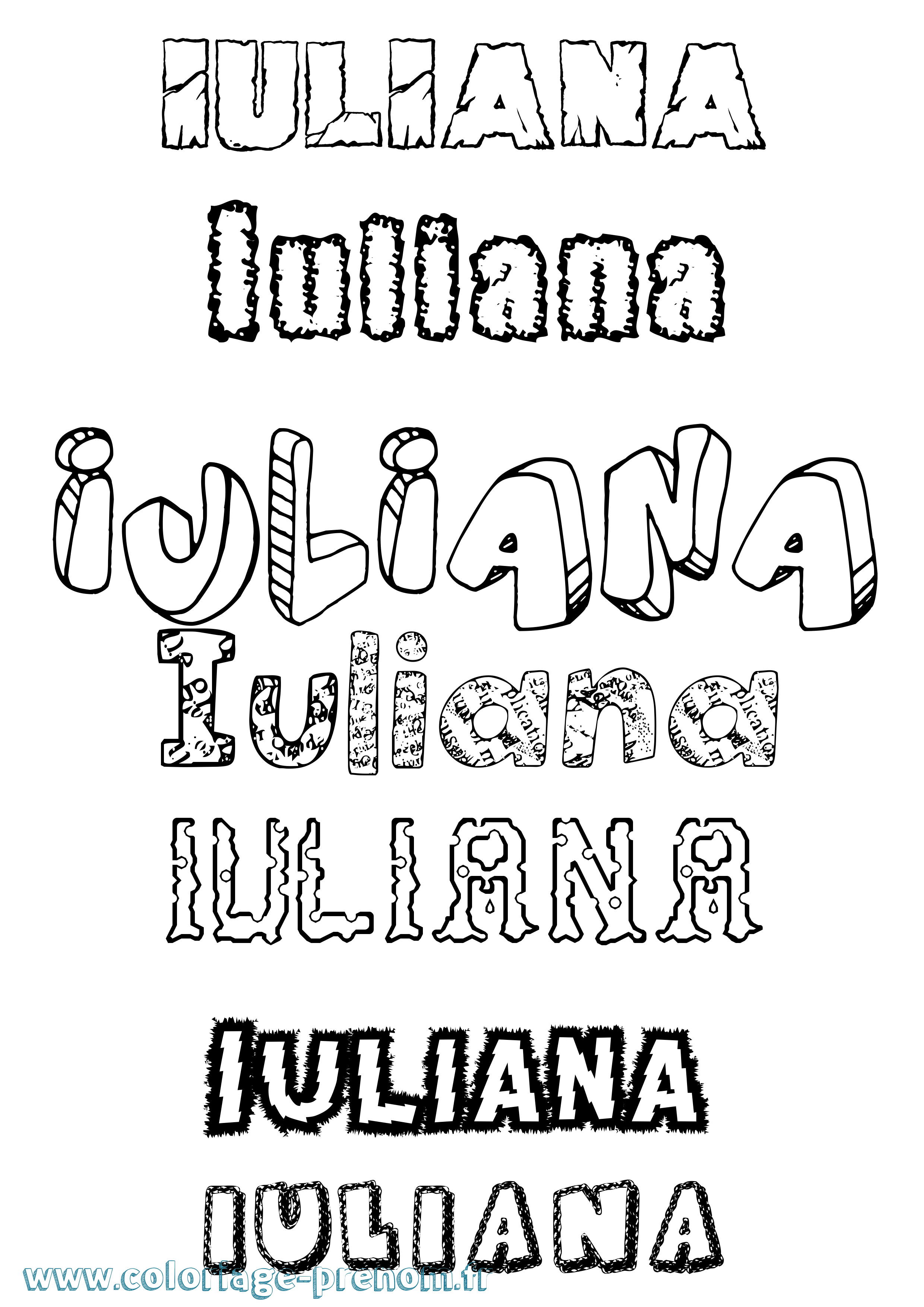 Coloriage prénom Iuliana Destructuré