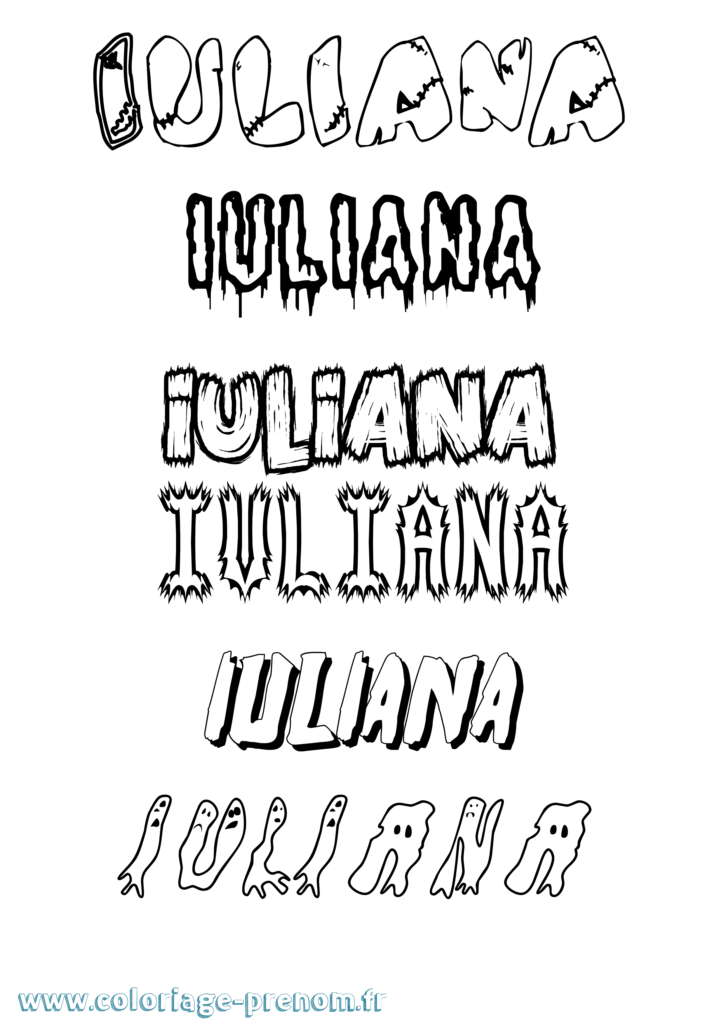 Coloriage prénom Iuliana Frisson