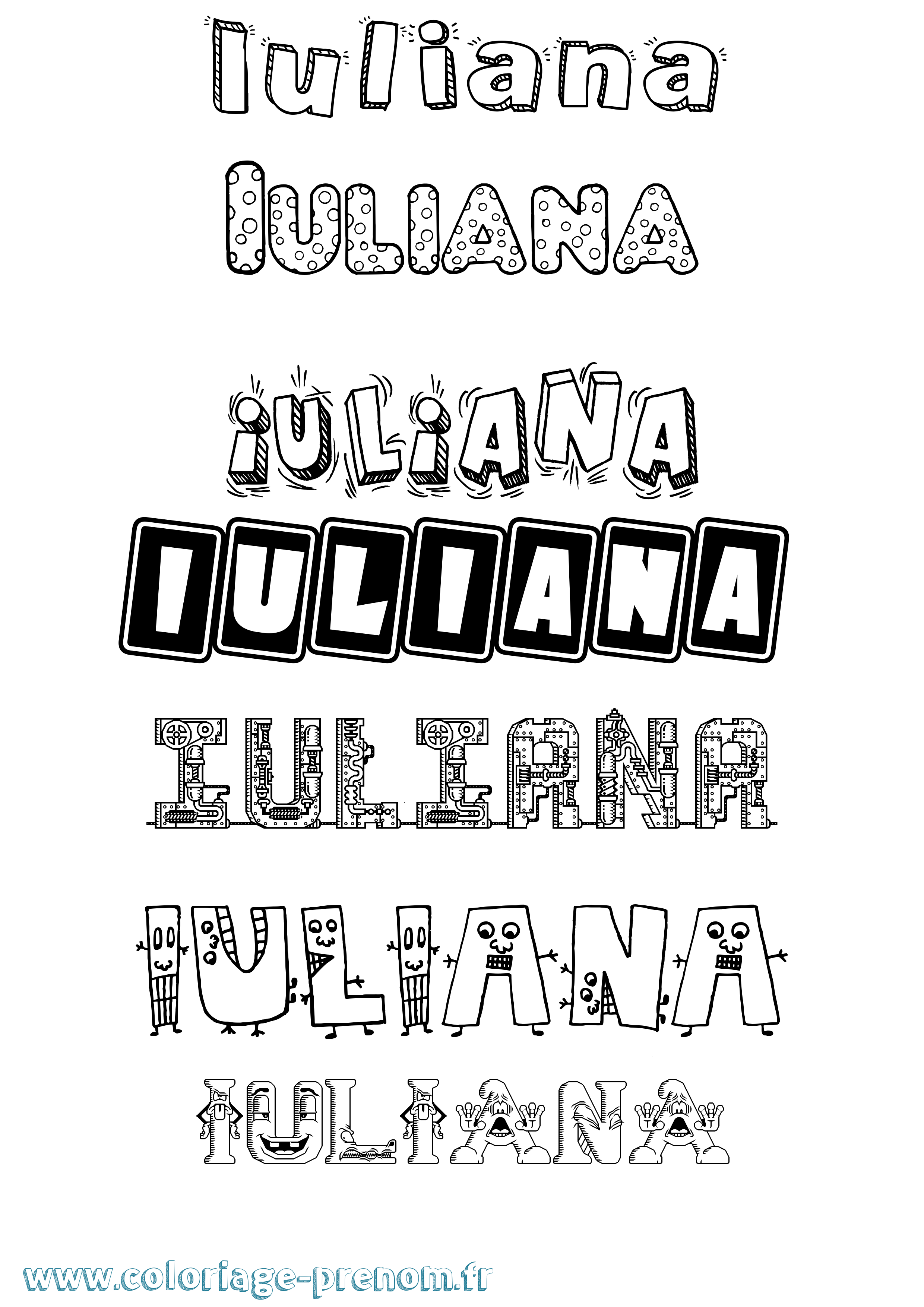 Coloriage prénom Iuliana Fun