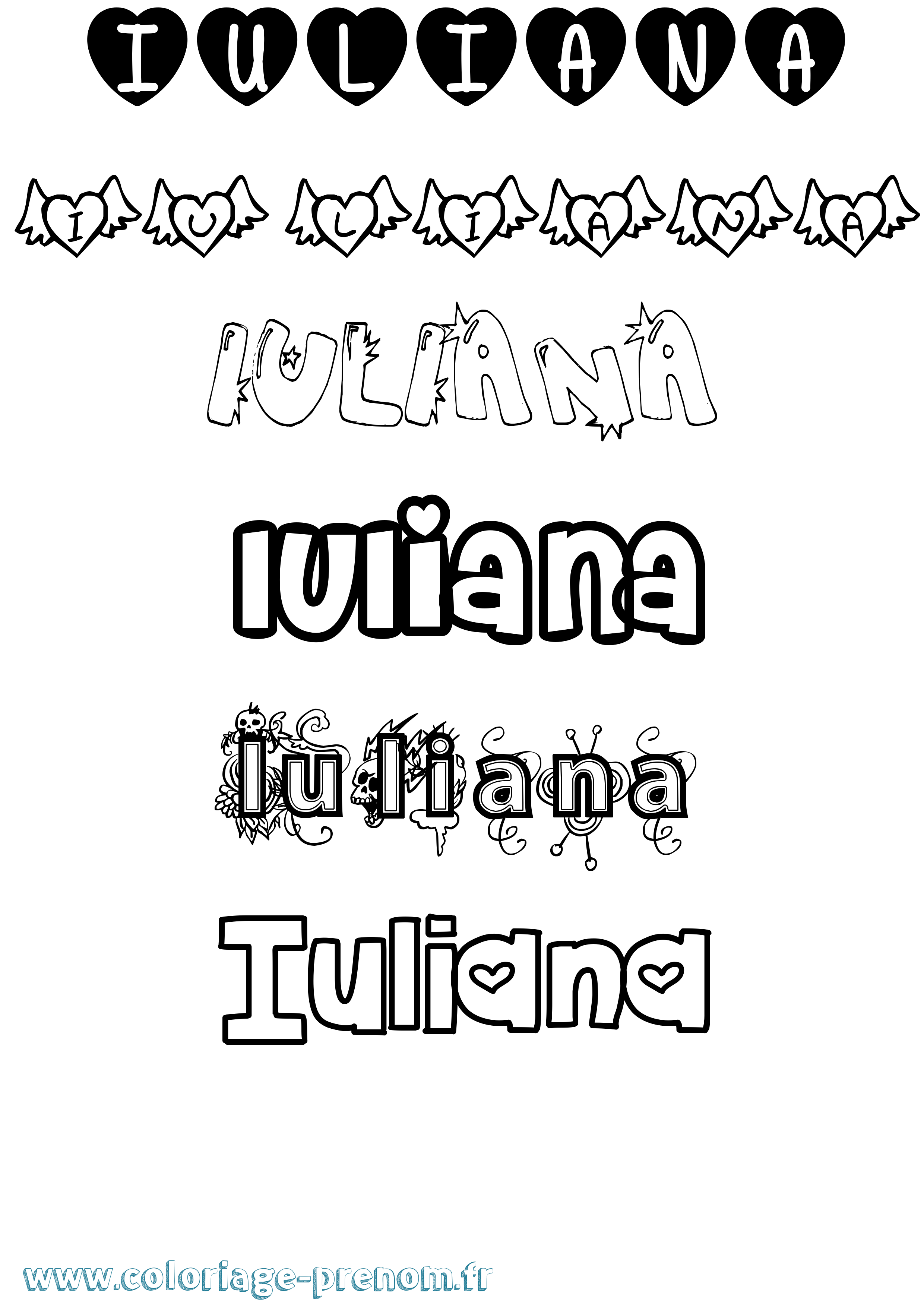 Coloriage prénom Iuliana Girly
