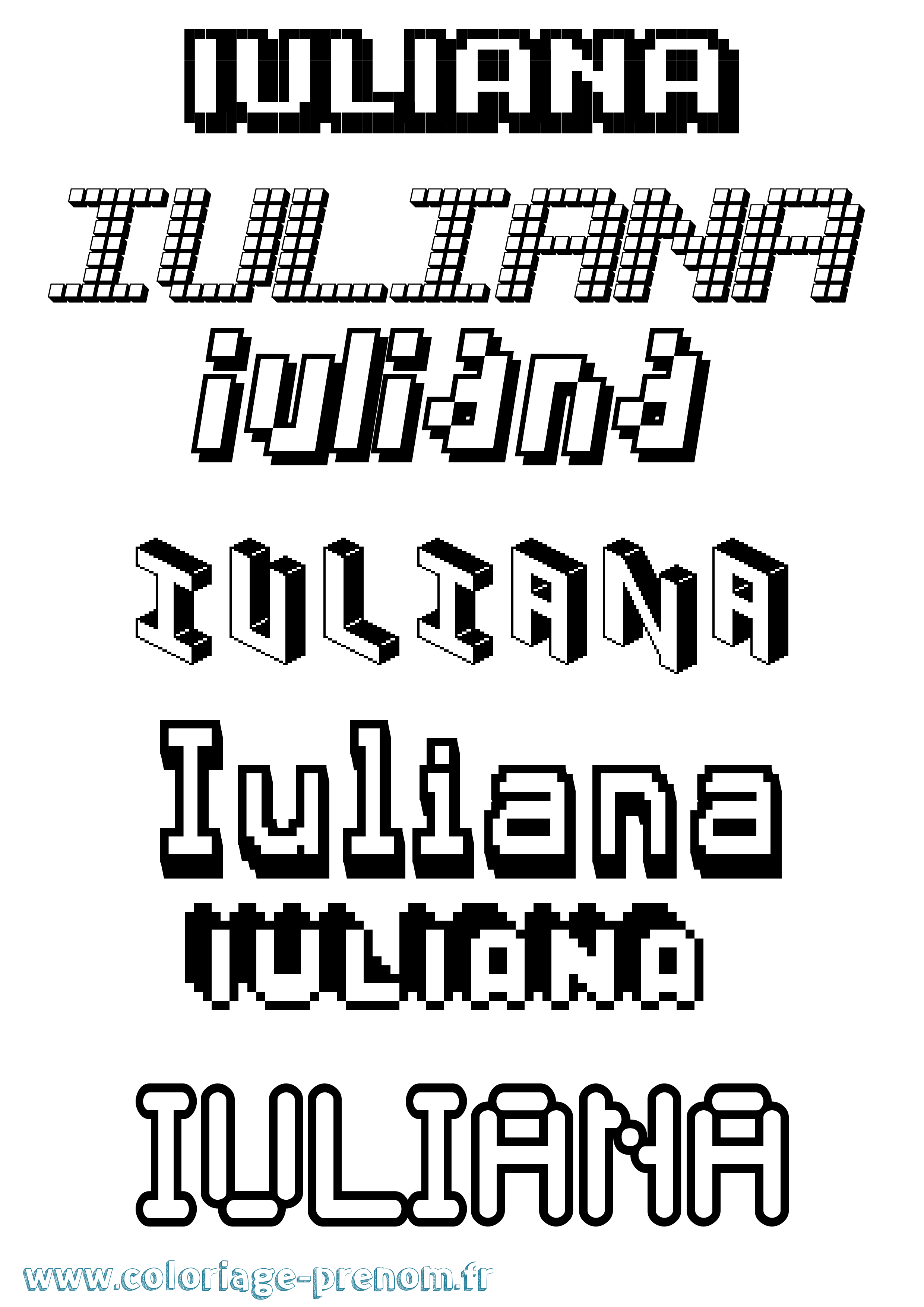 Coloriage prénom Iuliana Pixel