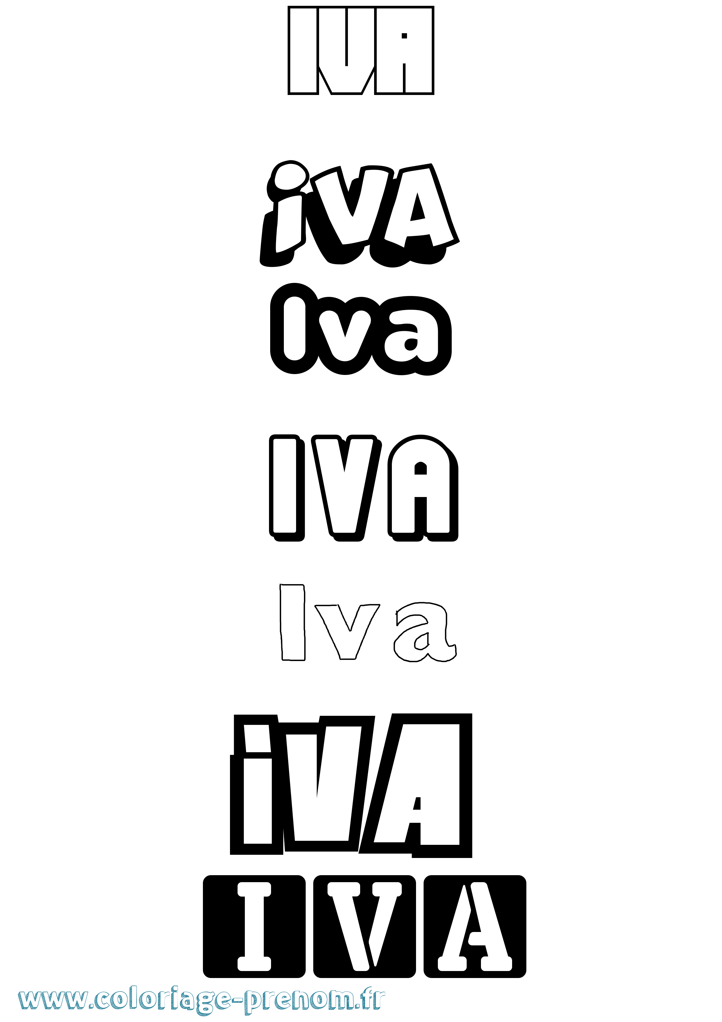 Coloriage prénom Iva Simple
