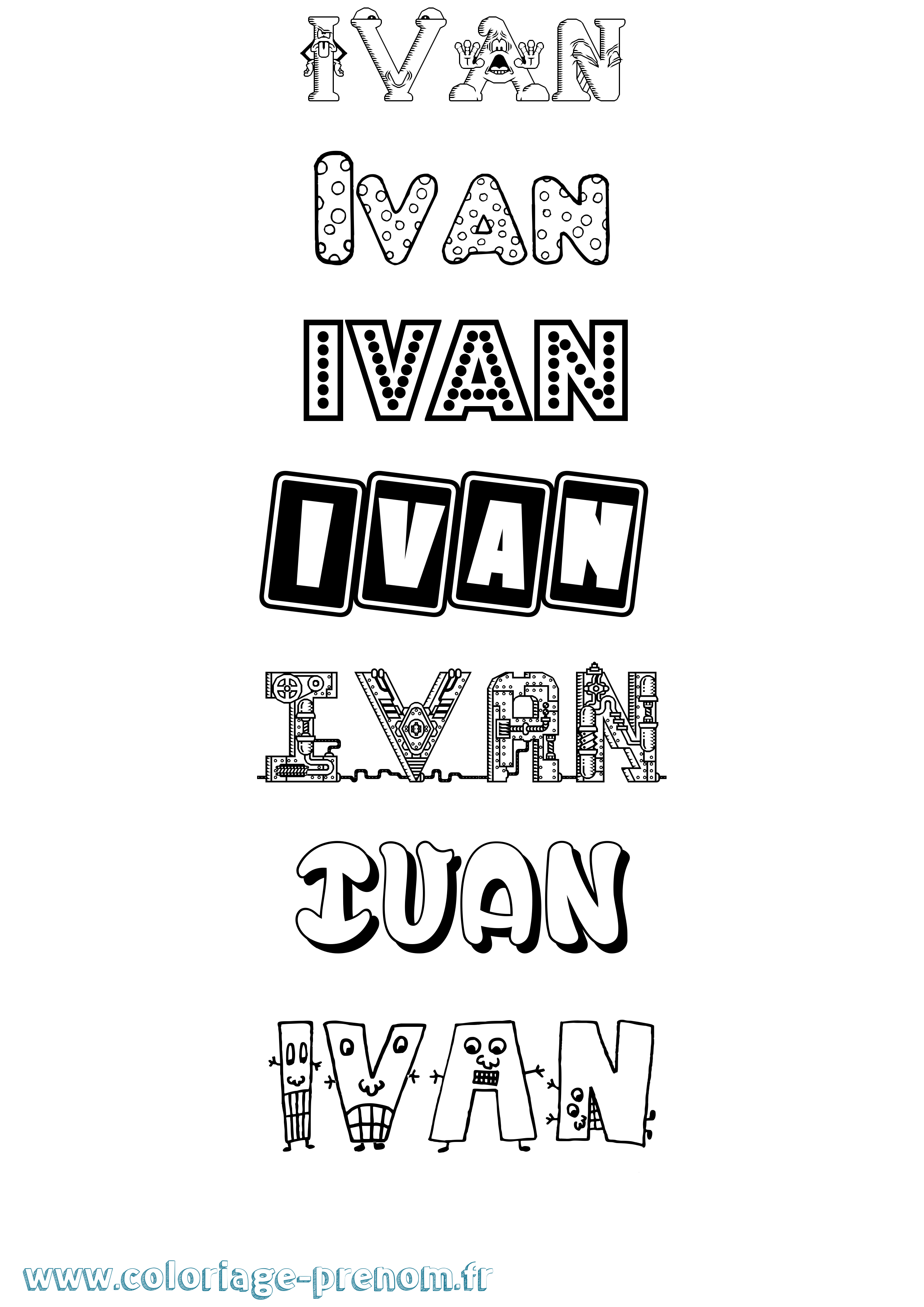 Coloriage prénom Ivan Fun