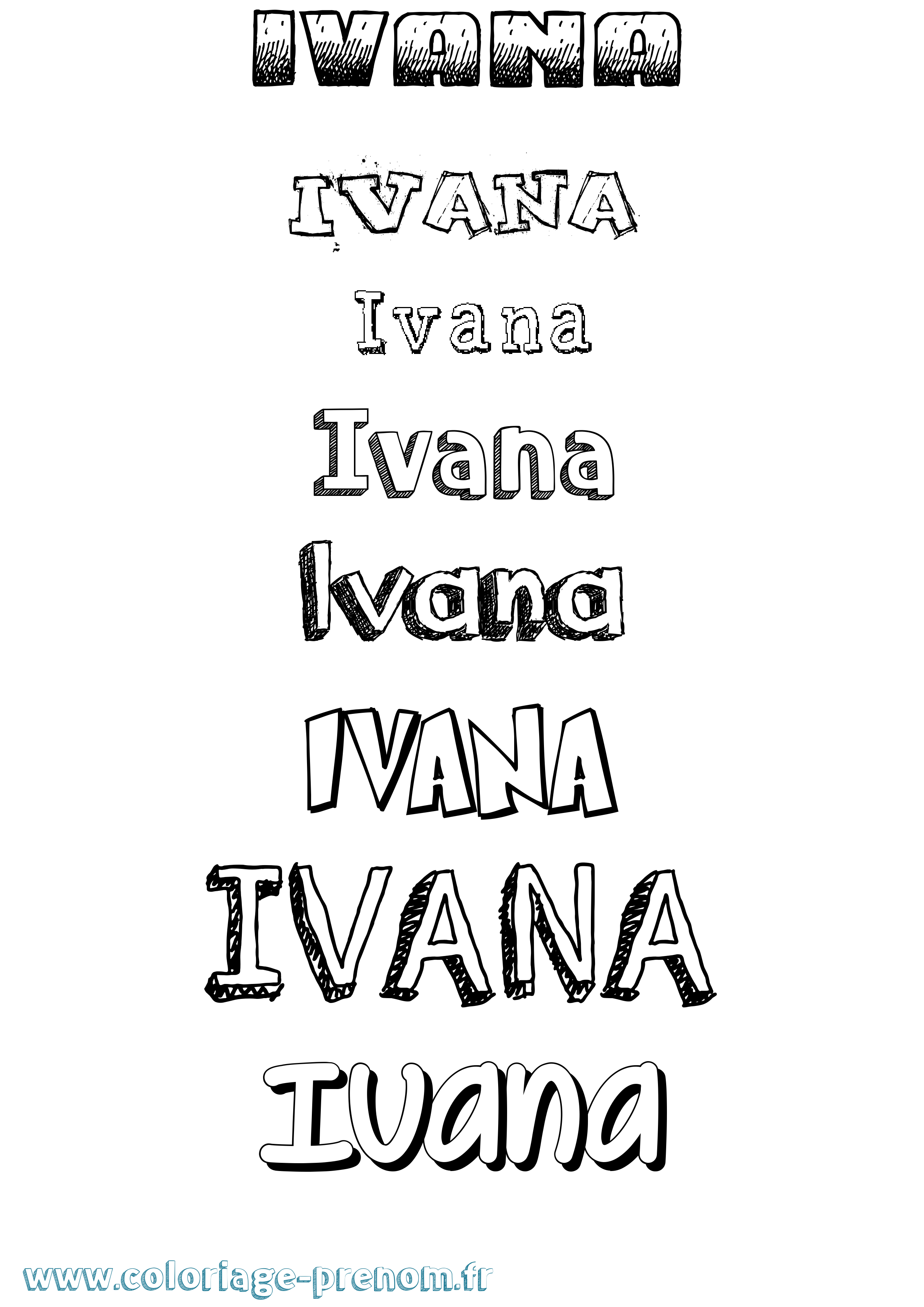 Coloriage prénom Ivana Dessiné