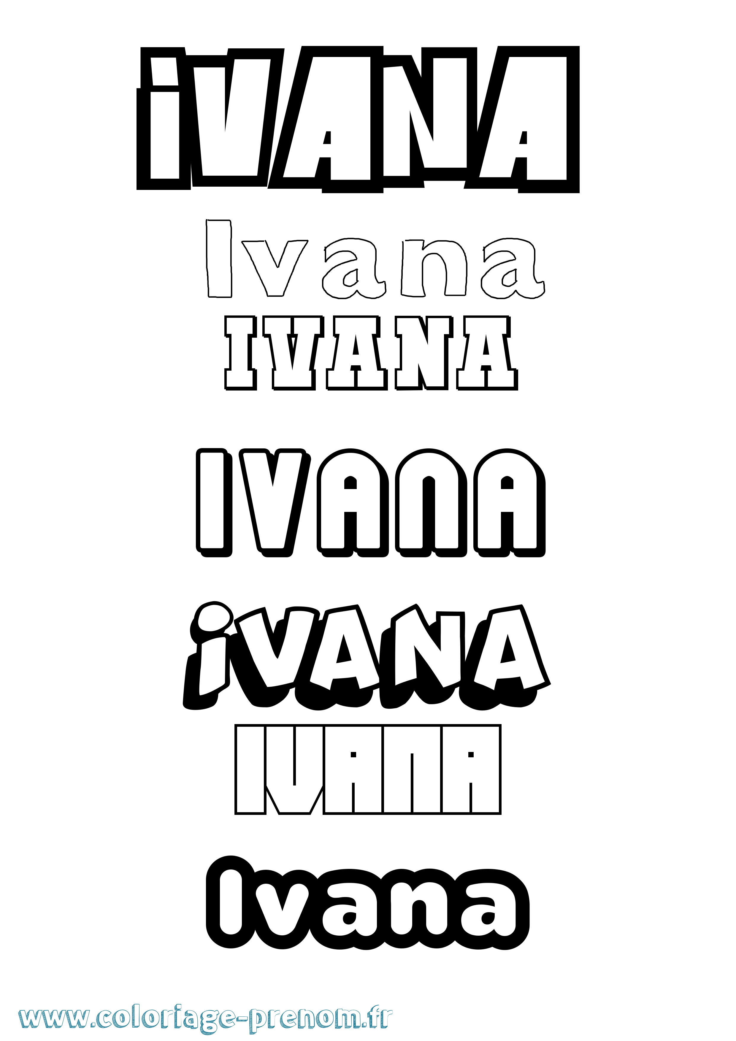 Coloriage prénom Ivana Simple