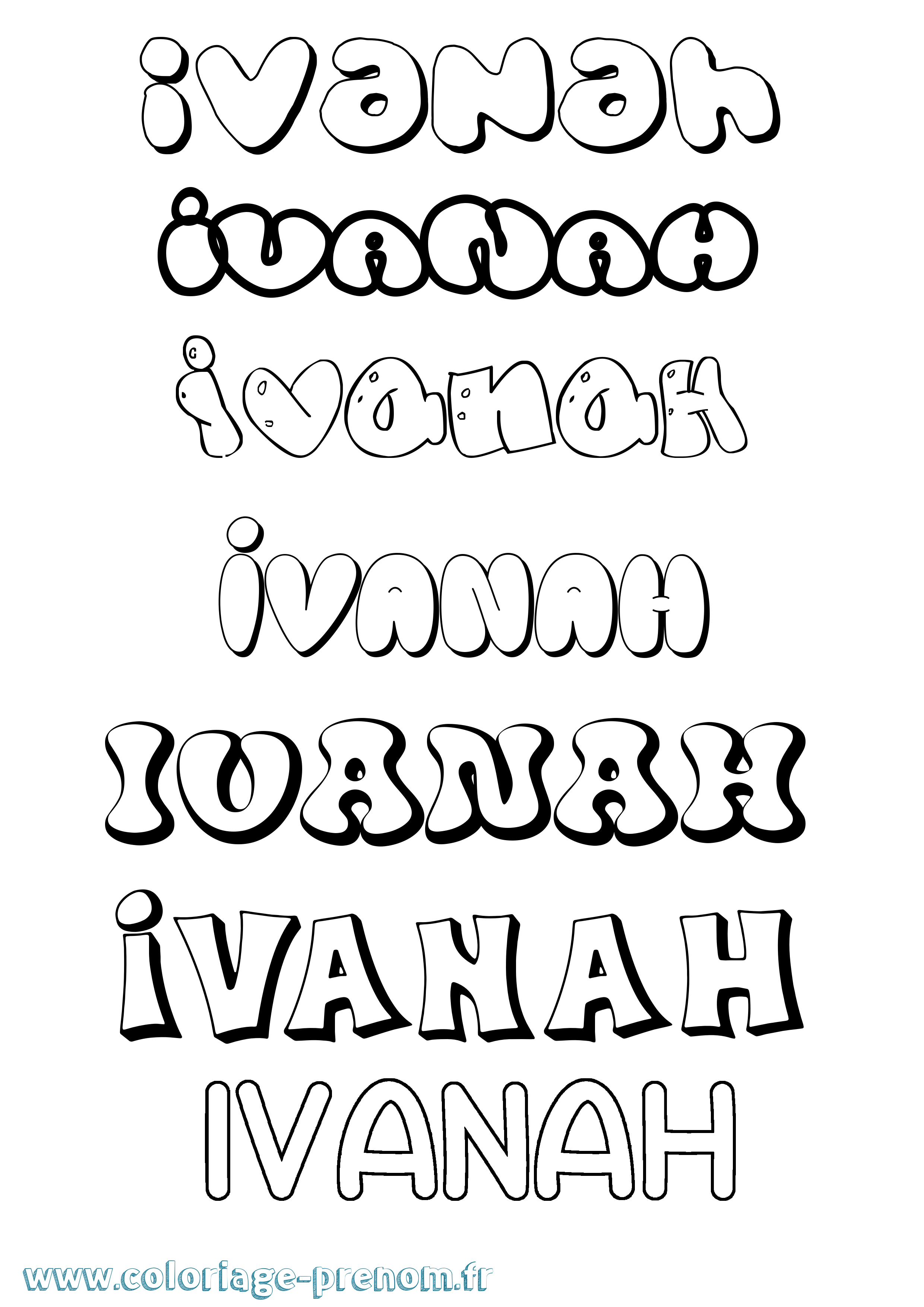 Coloriage prénom Ivanah Bubble