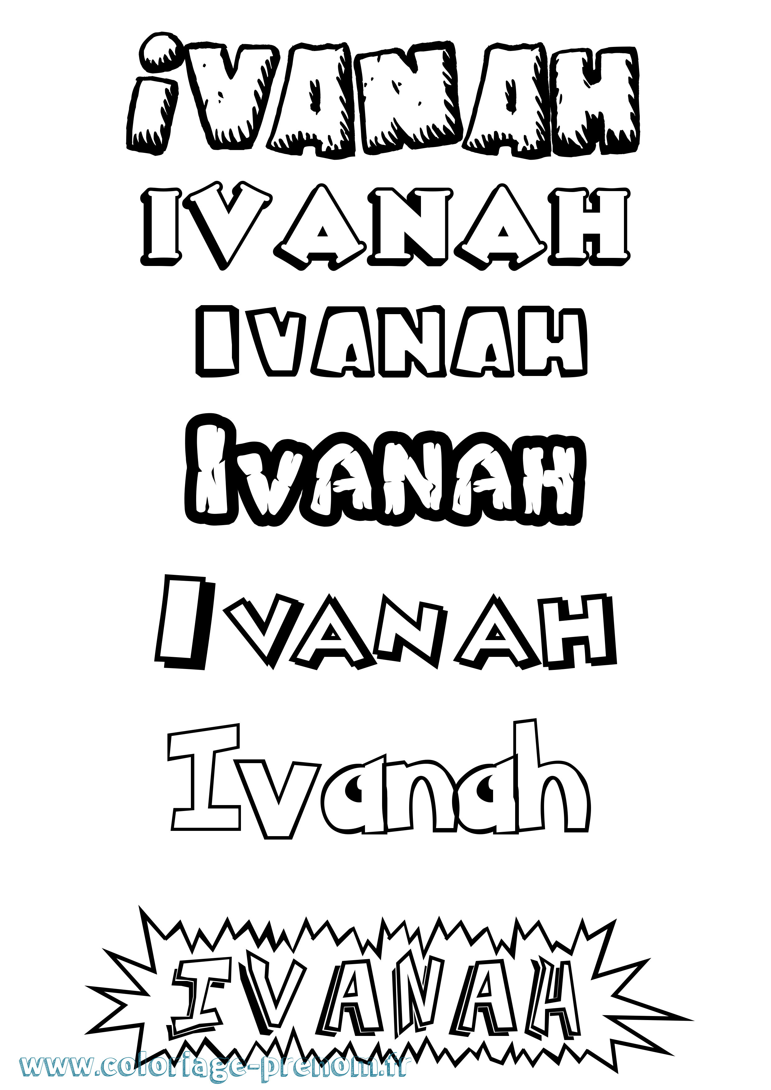 Coloriage prénom Ivanah Dessin Animé