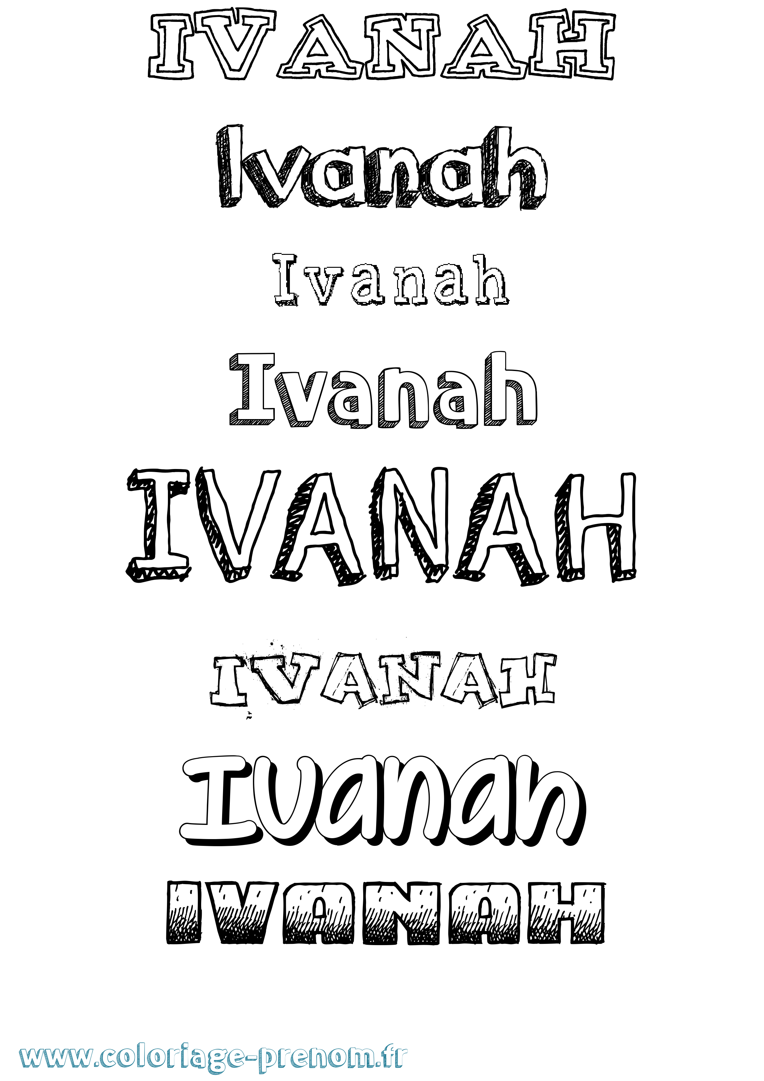 Coloriage prénom Ivanah Dessiné