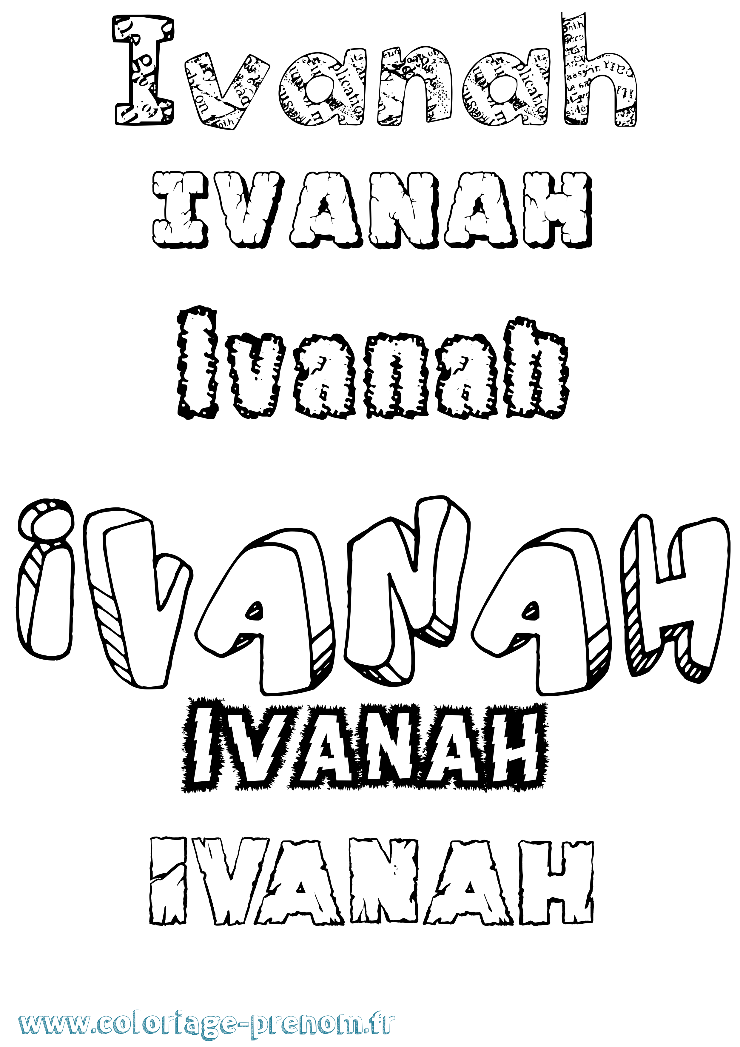 Coloriage prénom Ivanah Destructuré