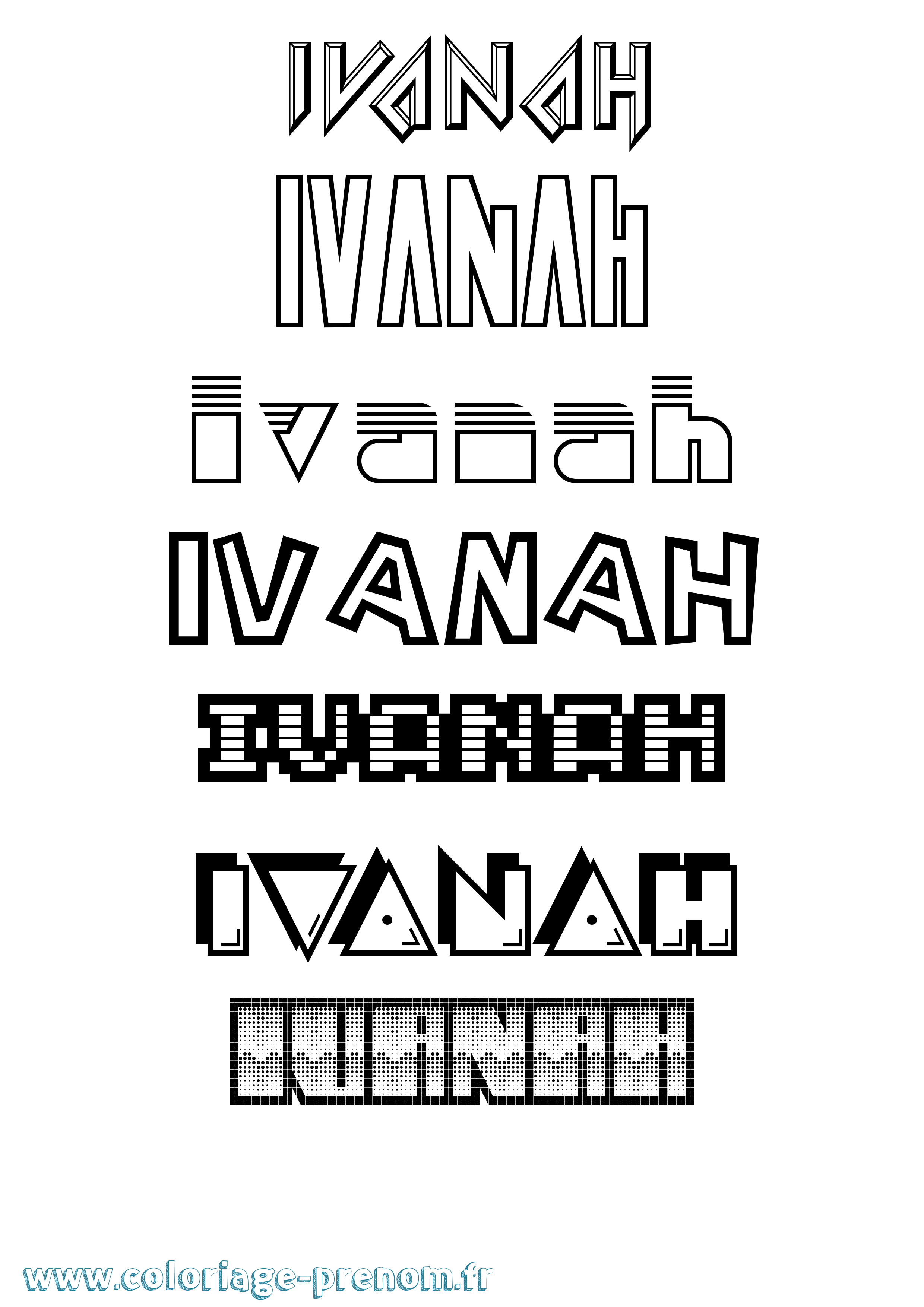 Coloriage prénom Ivanah Jeux Vidéos