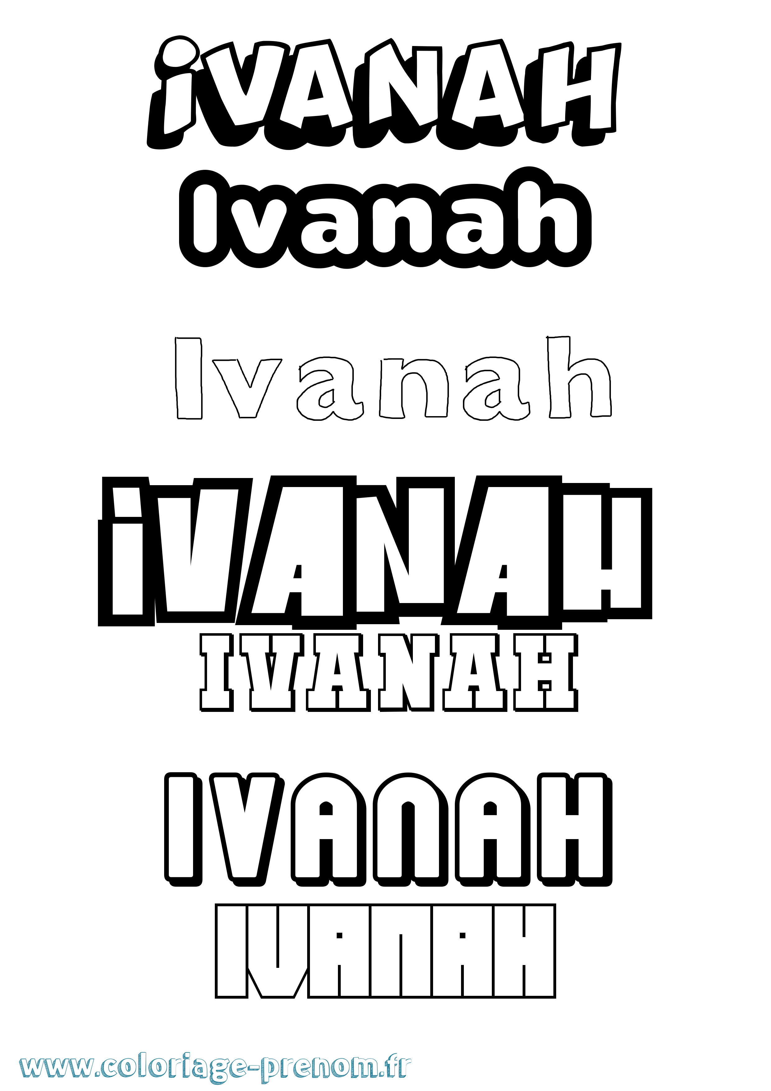 Coloriage prénom Ivanah Simple