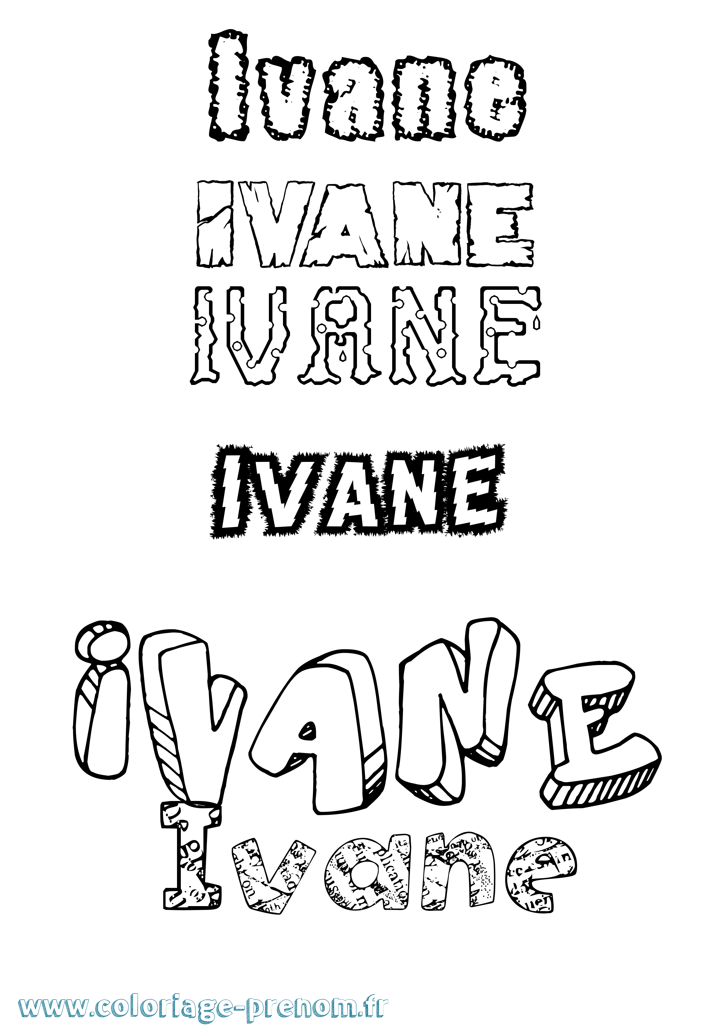 Coloriage prénom Ivane Destructuré