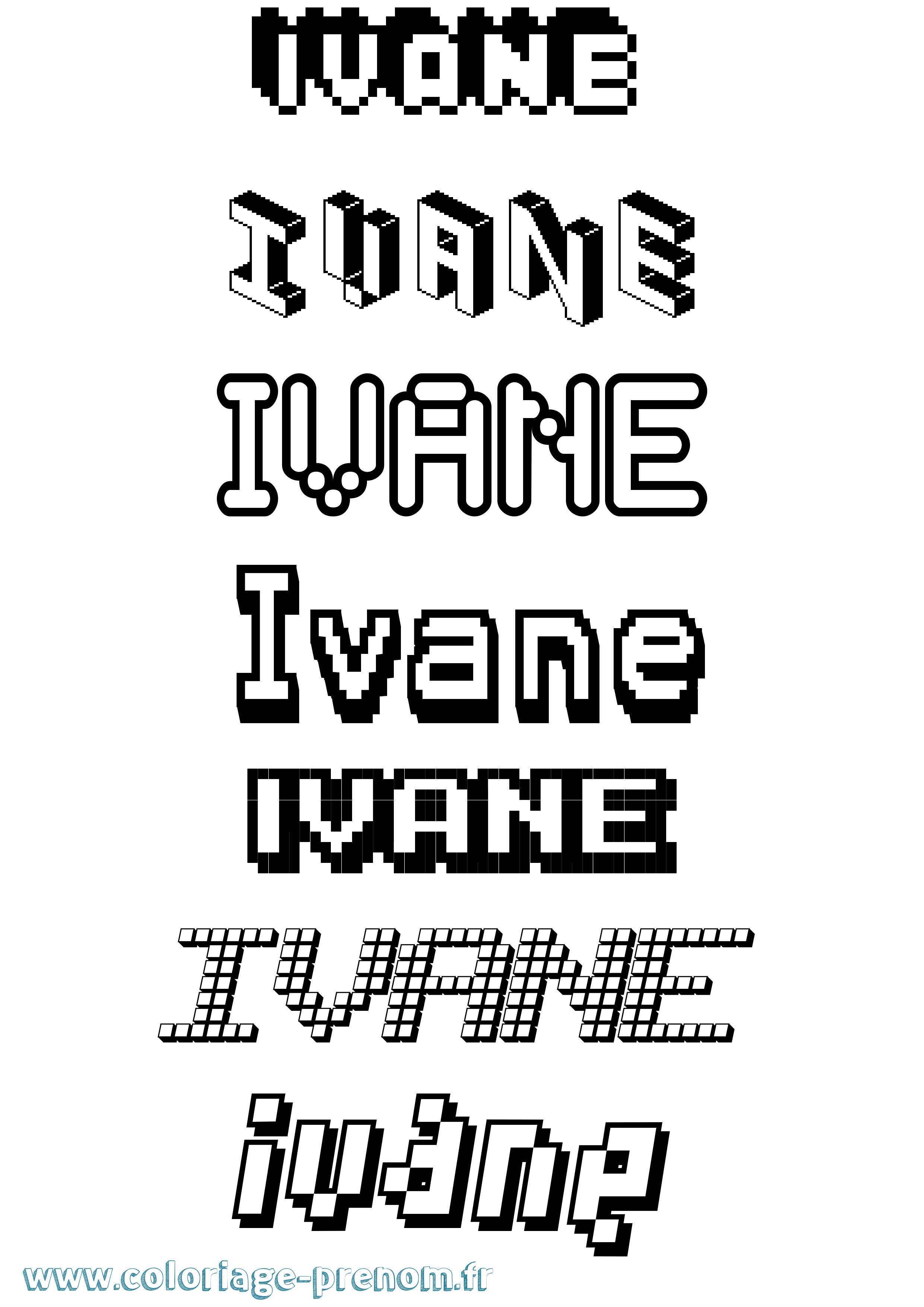 Coloriage prénom Ivane Pixel