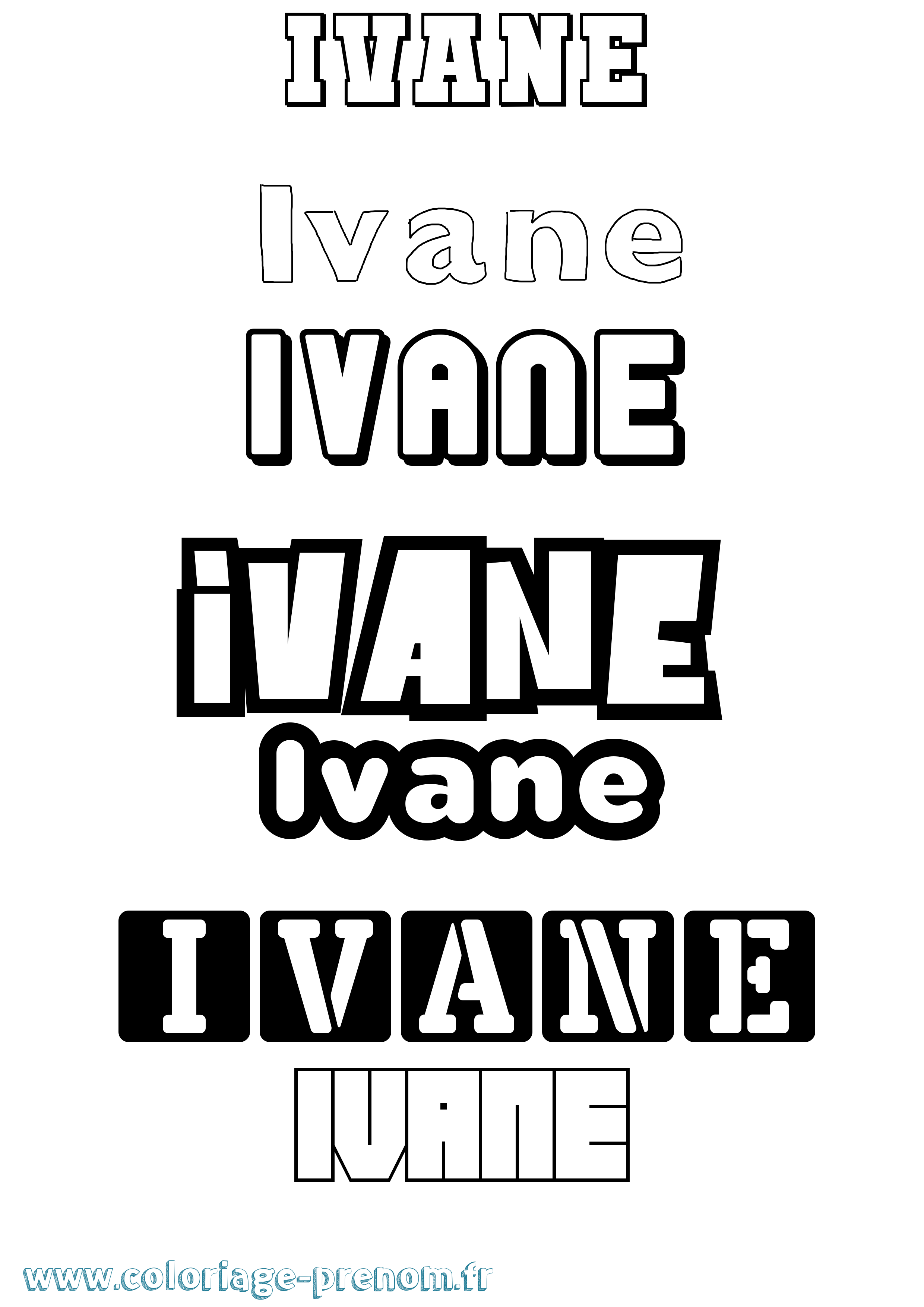 Coloriage prénom Ivane Simple