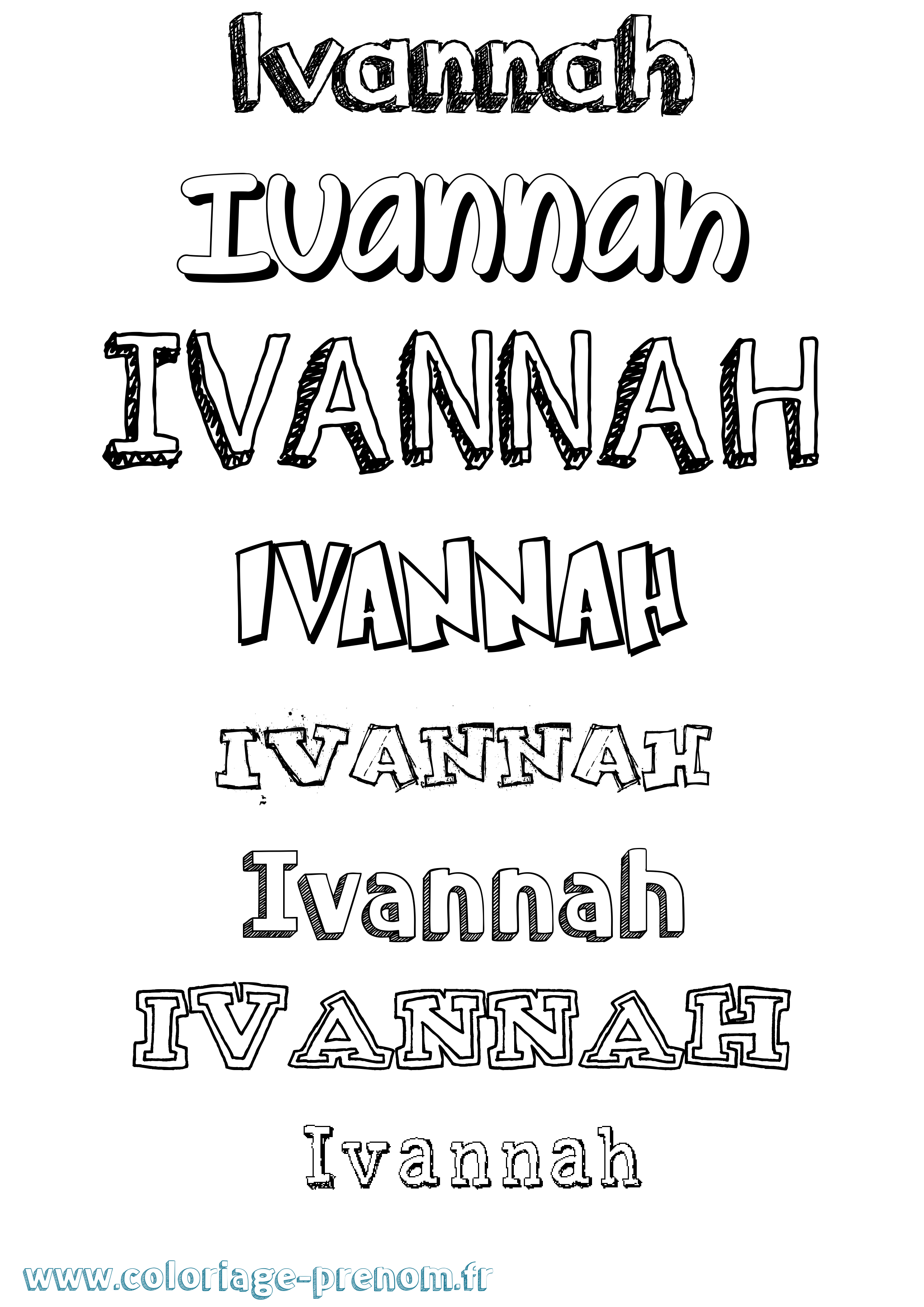 Coloriage prénom Ivannah Dessiné