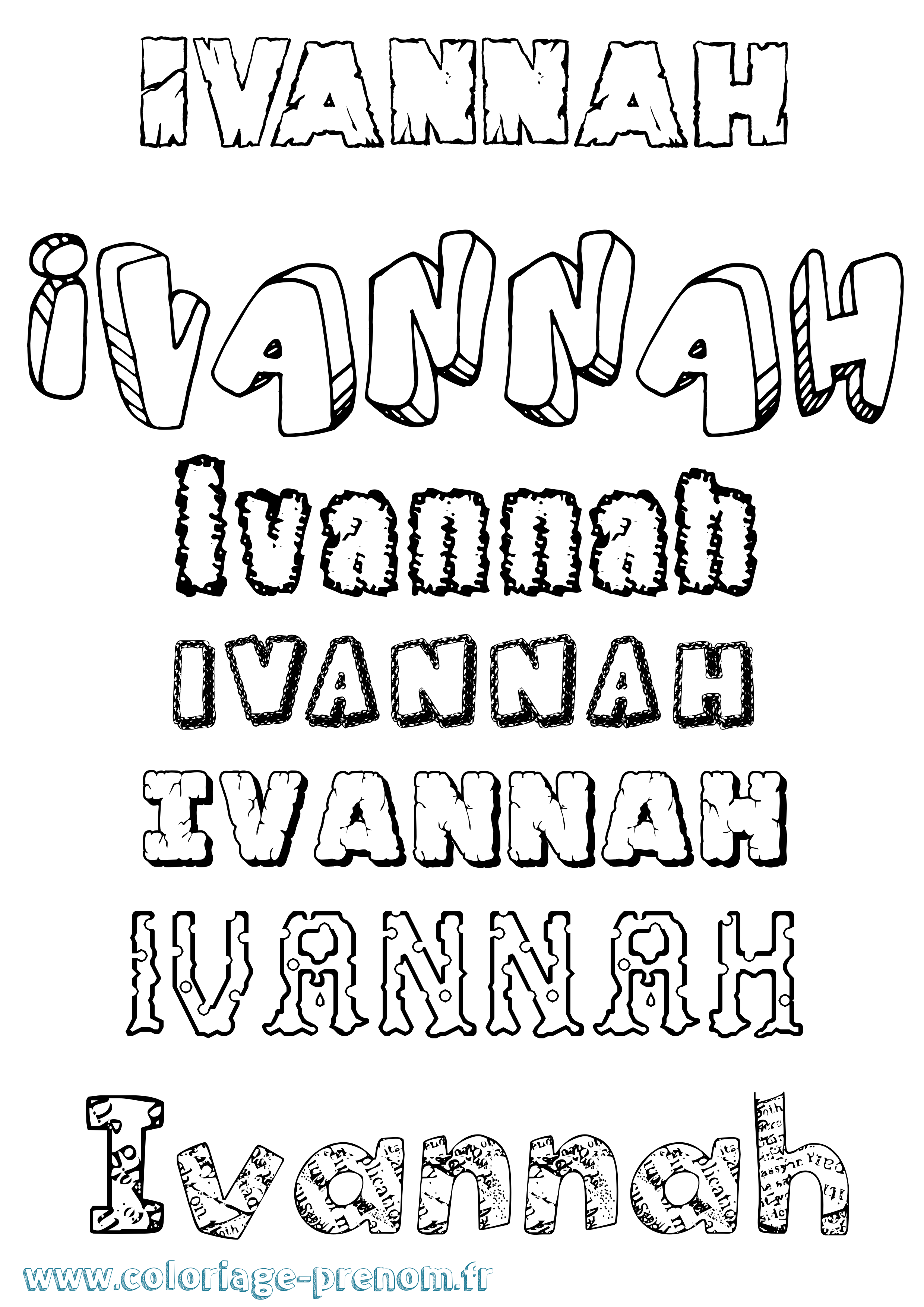 Coloriage prénom Ivannah Destructuré