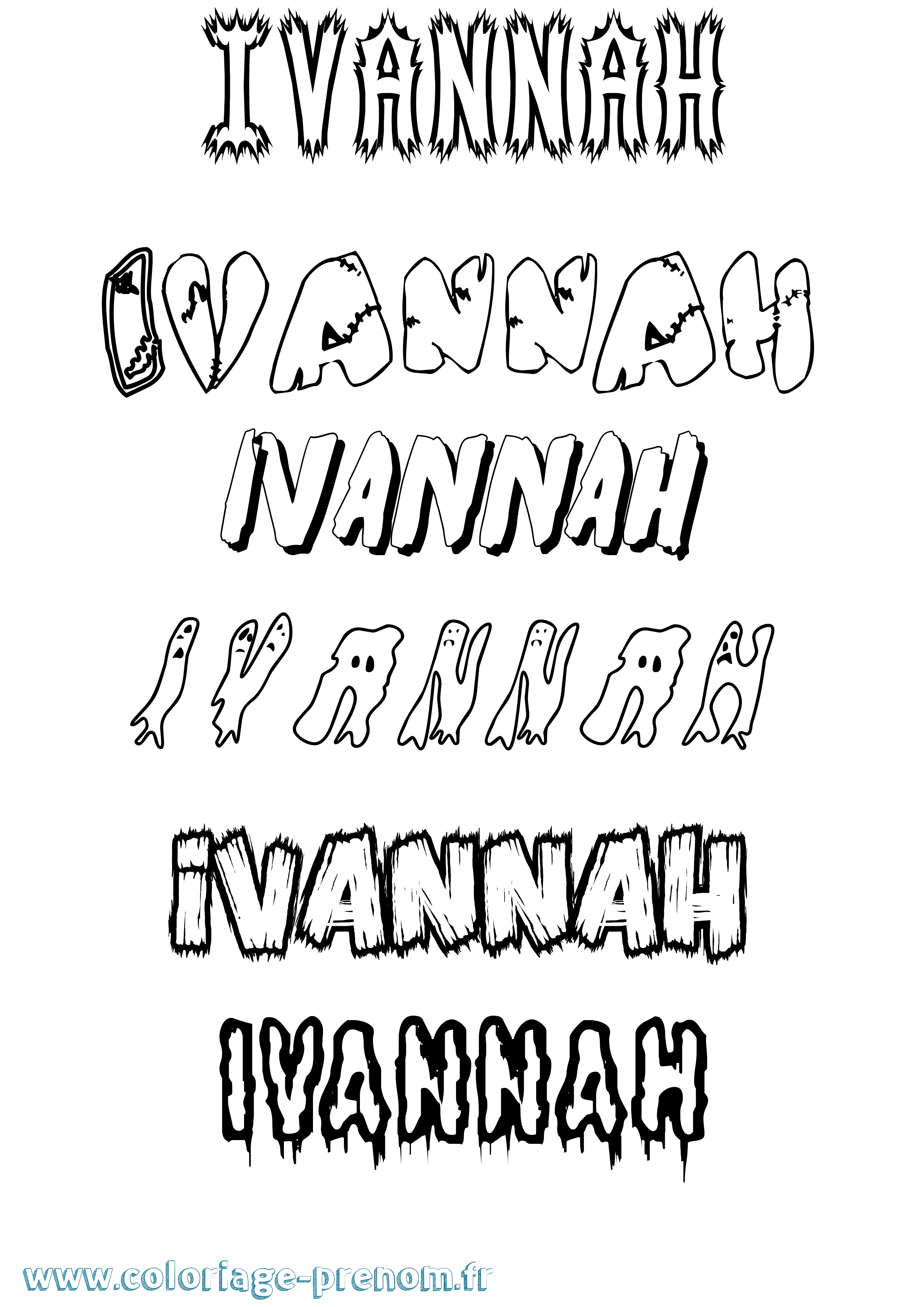 Coloriage prénom Ivannah Frisson