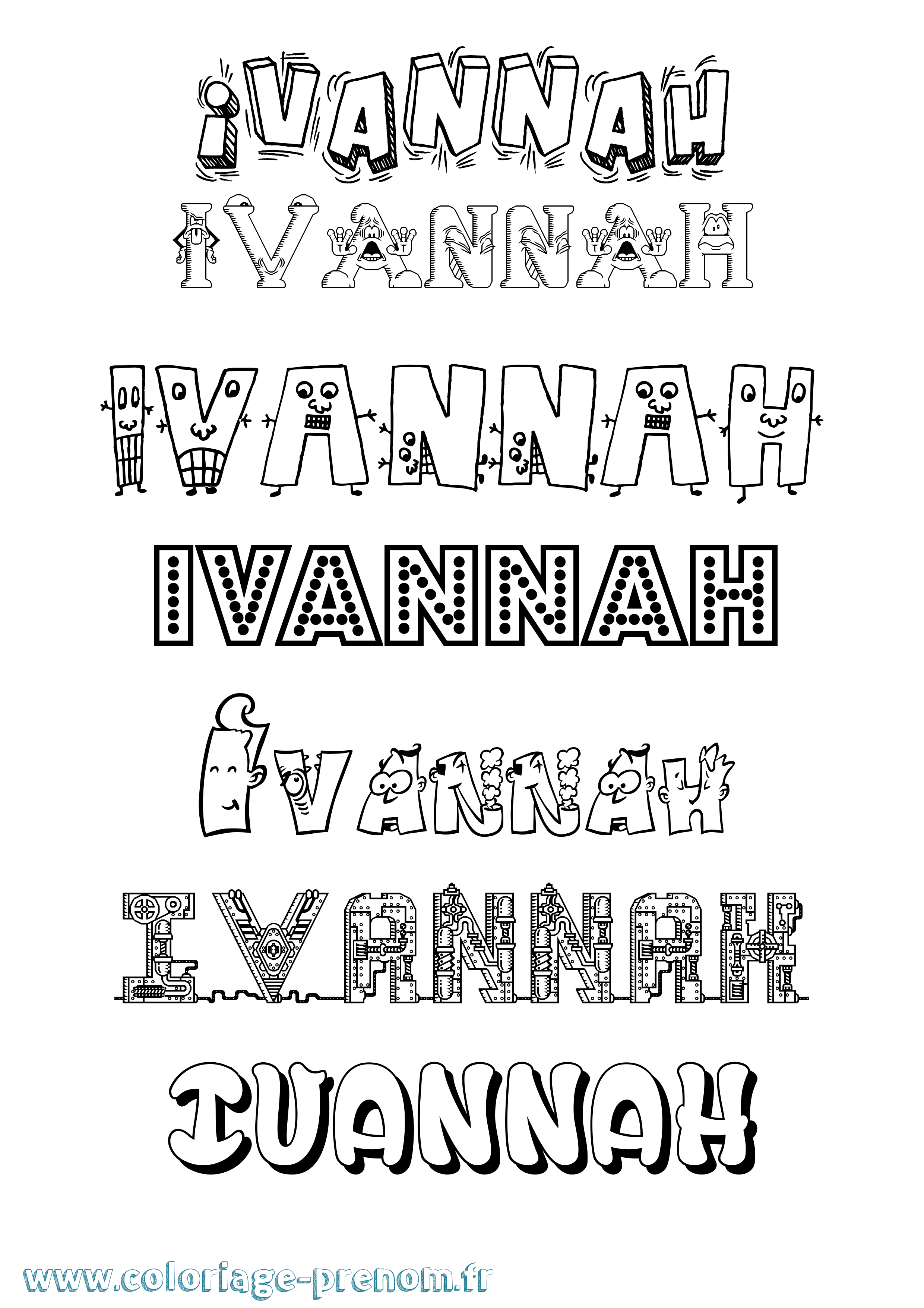 Coloriage prénom Ivannah Fun
