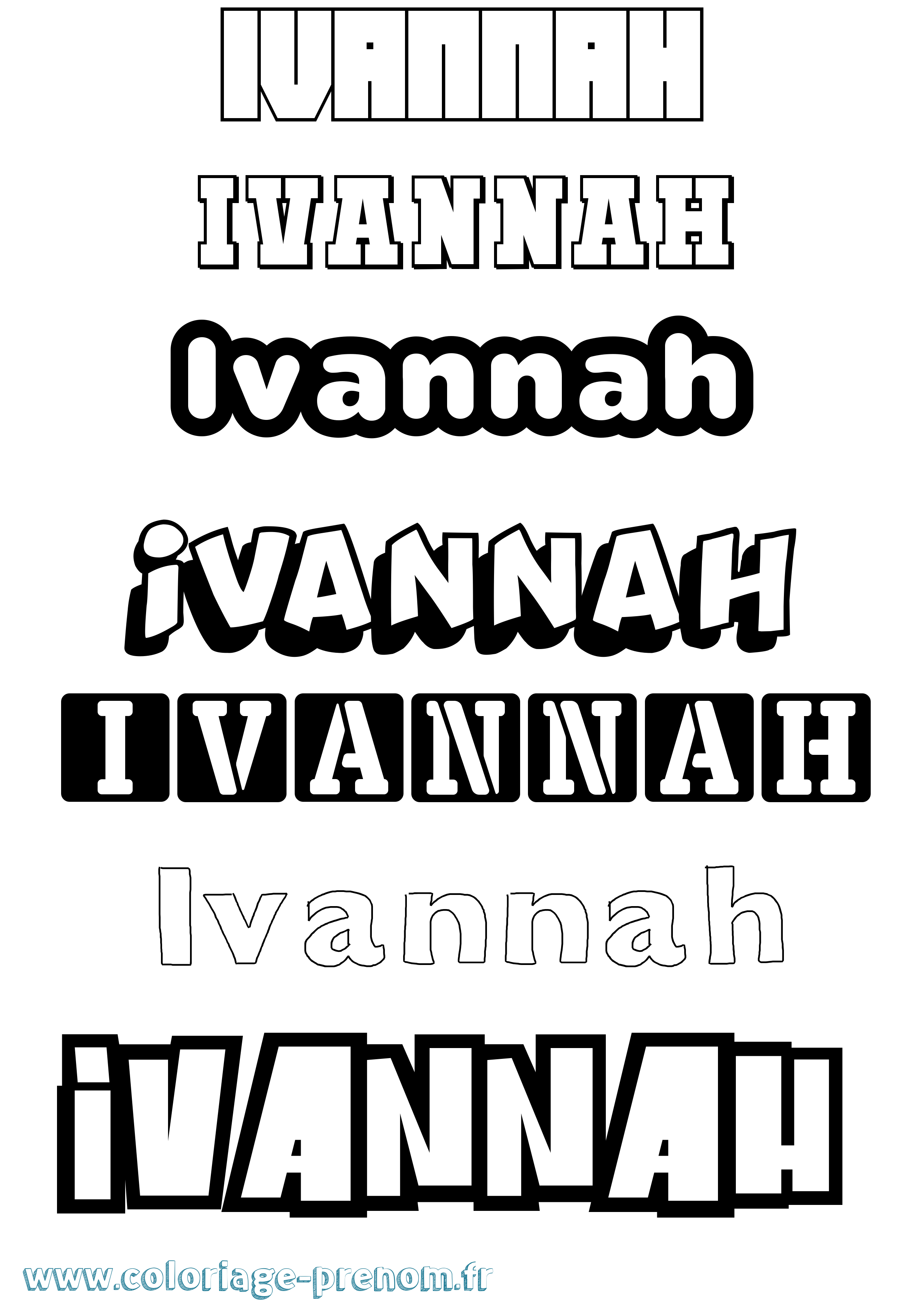 Coloriage prénom Ivannah Simple