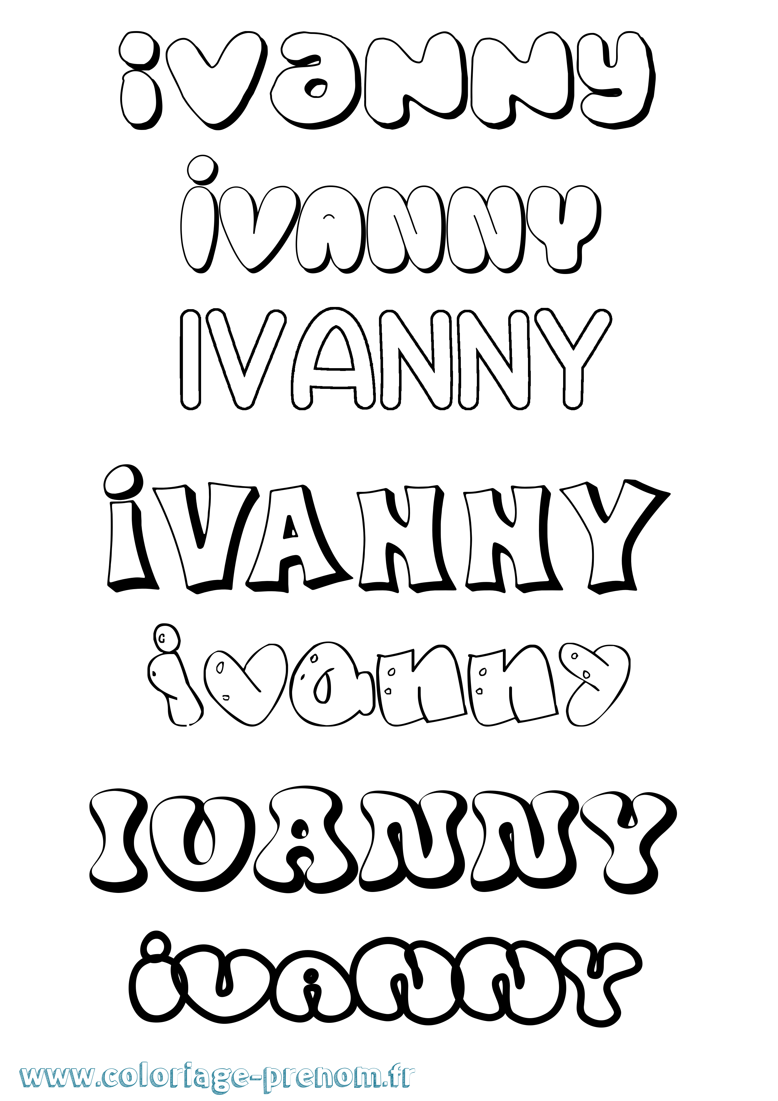 Coloriage prénom Ivanny Bubble
