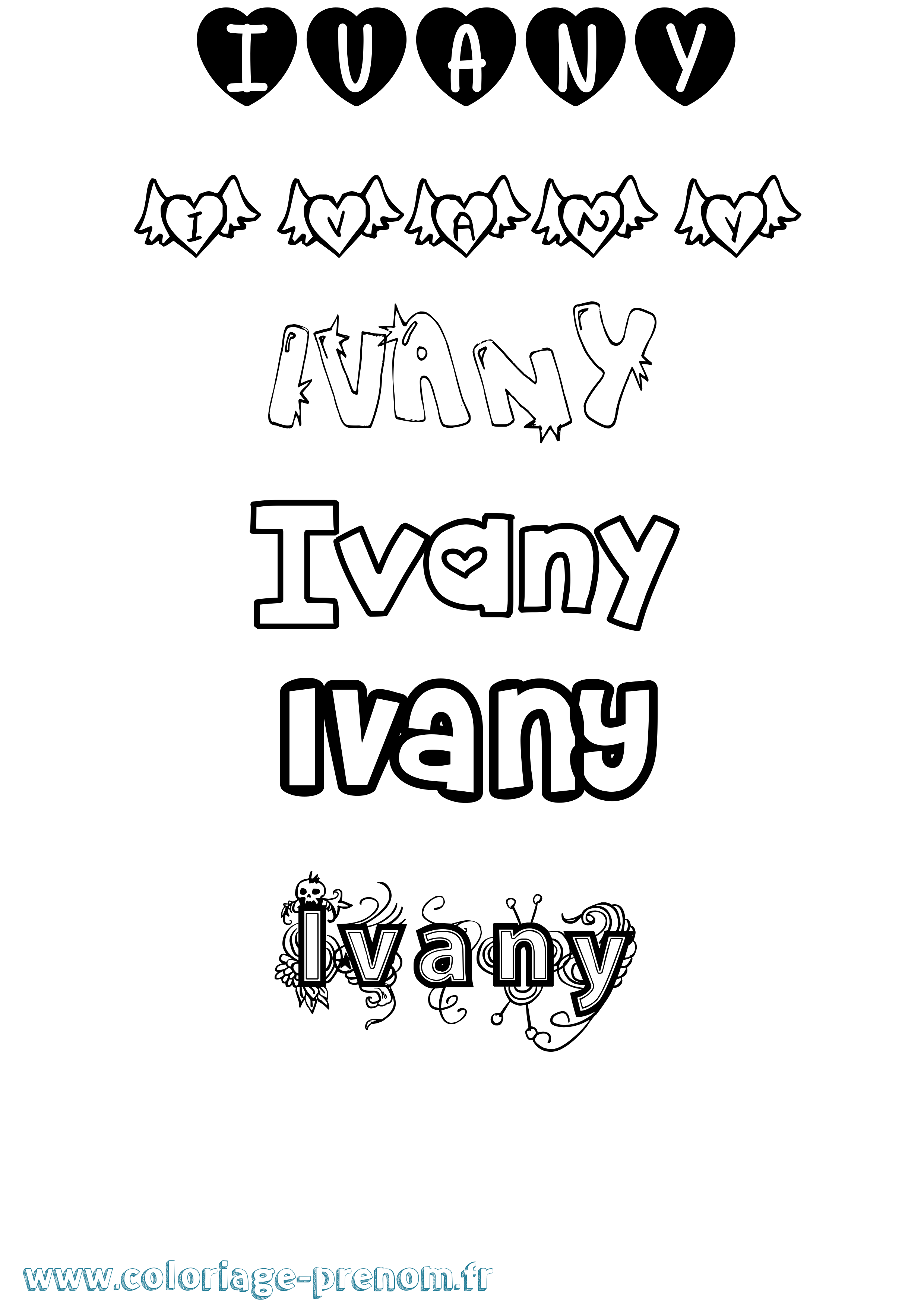 Coloriage prénom Ivany Girly