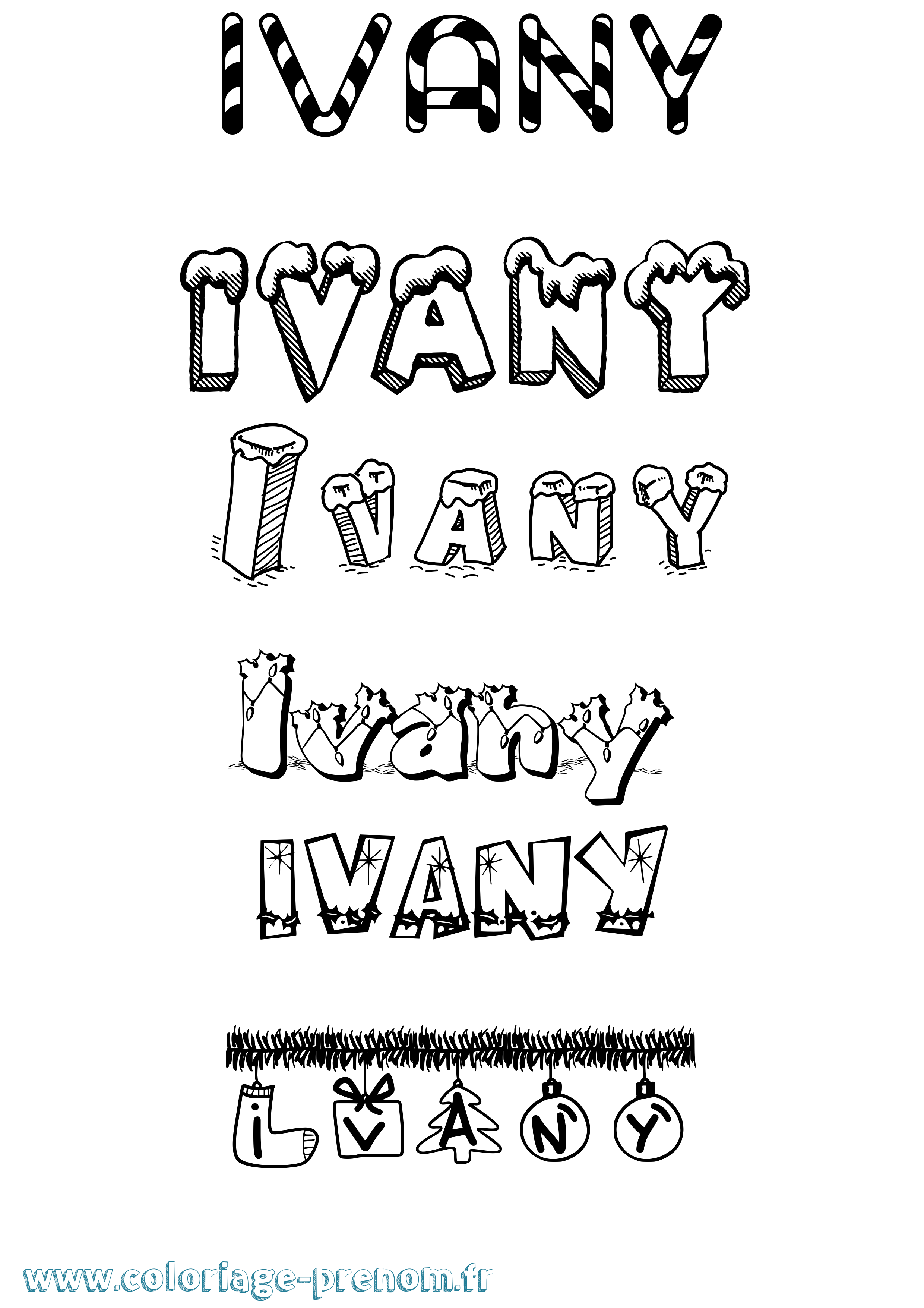 Coloriage prénom Ivany Noël