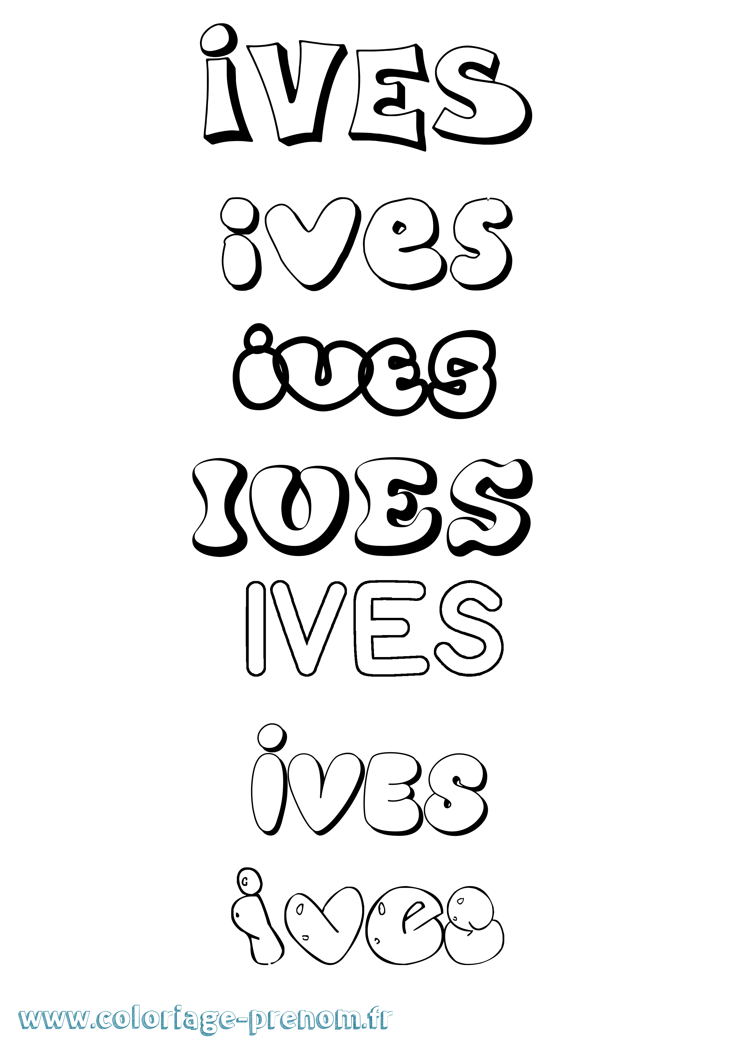 Coloriage prénom Ives Bubble