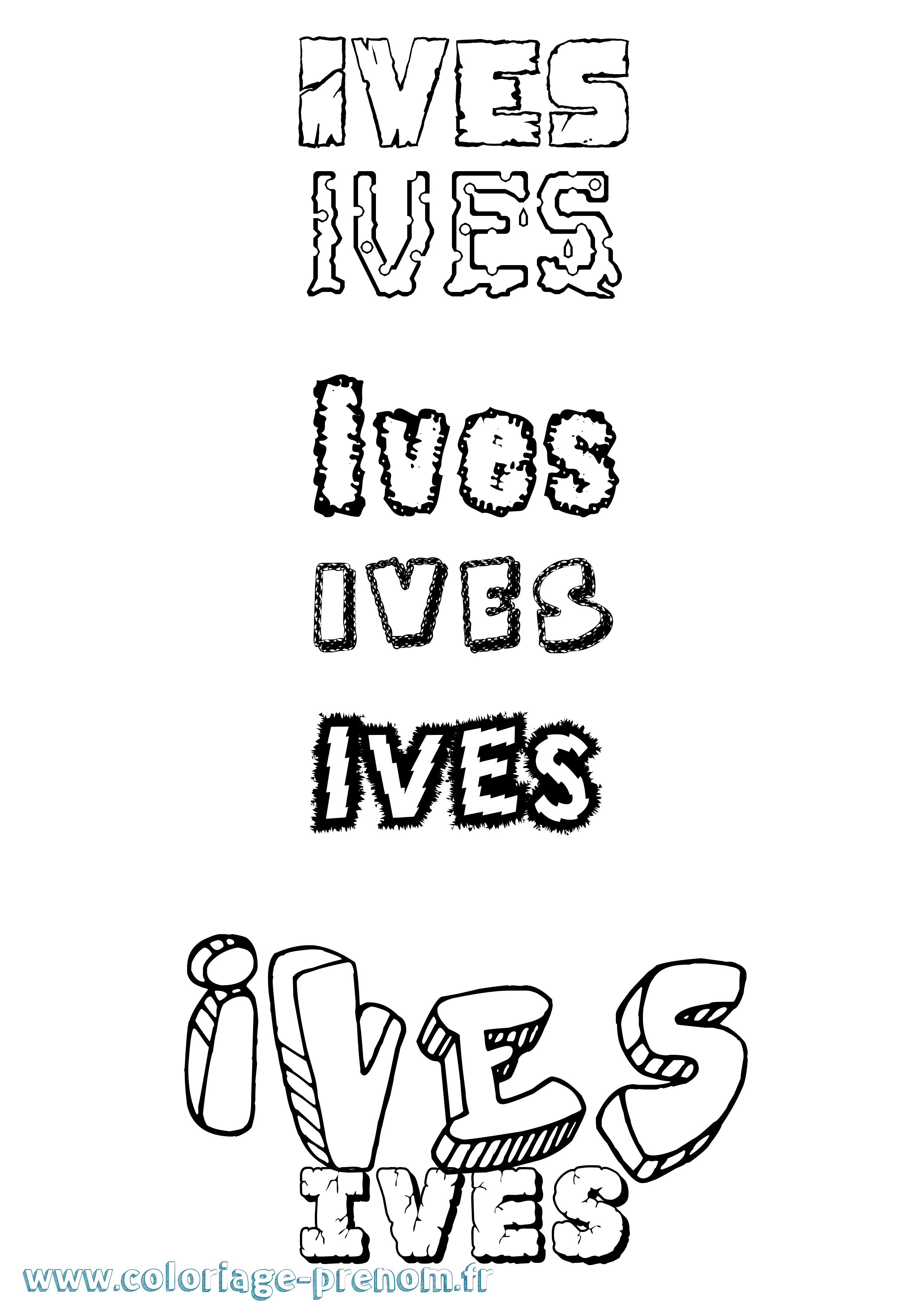 Coloriage prénom Ives Destructuré