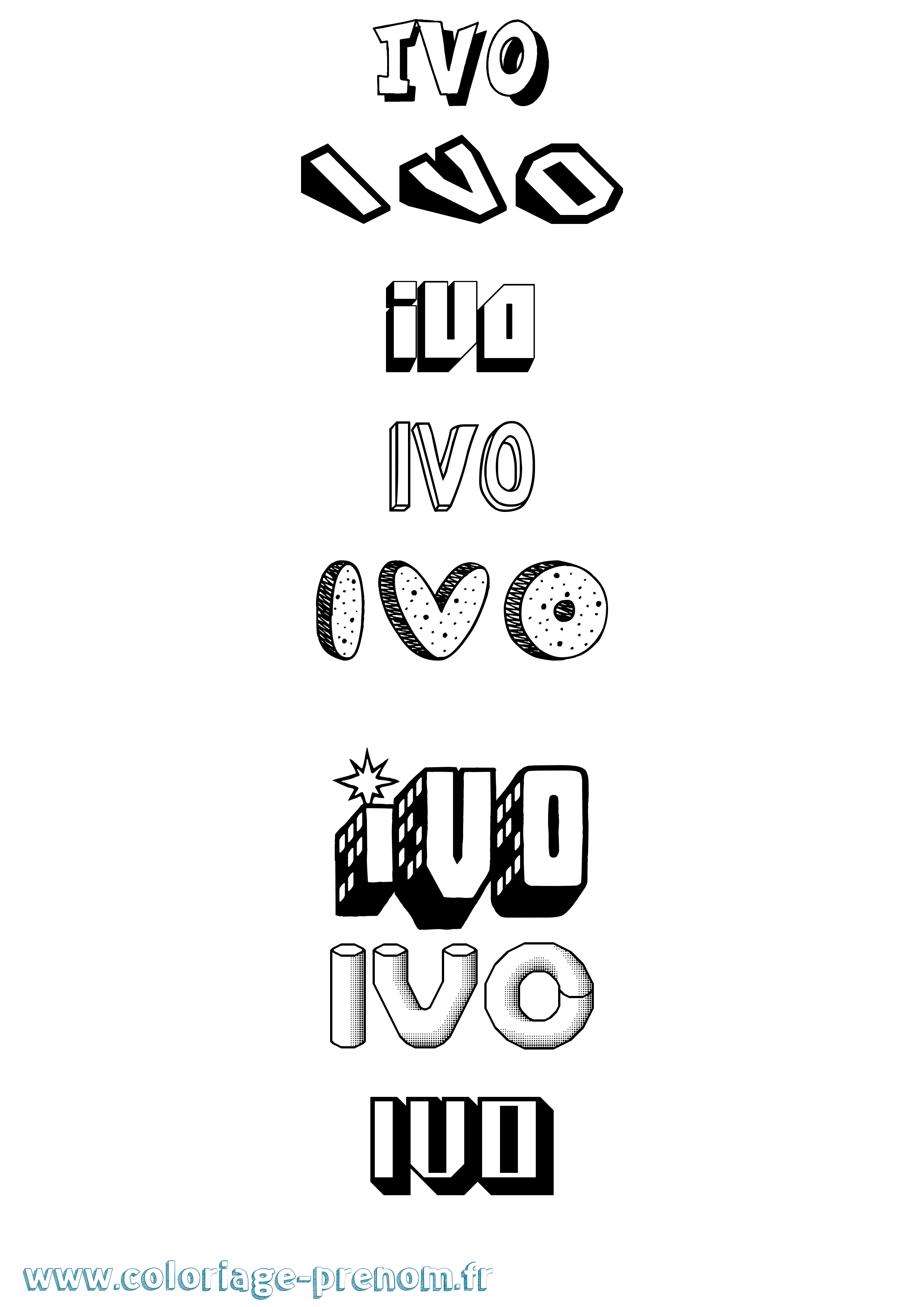Coloriage Ivo Effet 3D Coloriage prénom Ivo Effet 3D