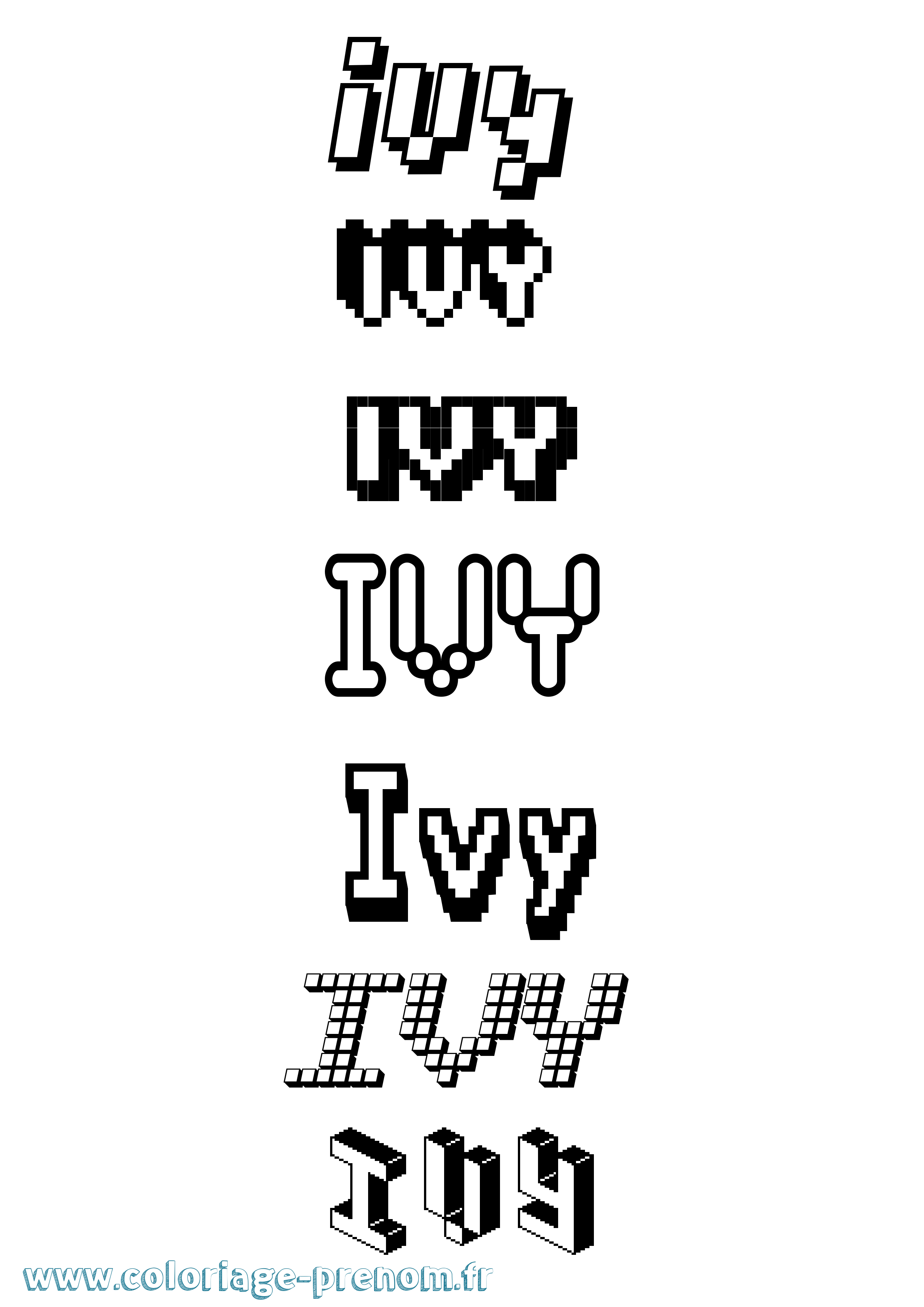 Coloriage prénom Ivy Pixel