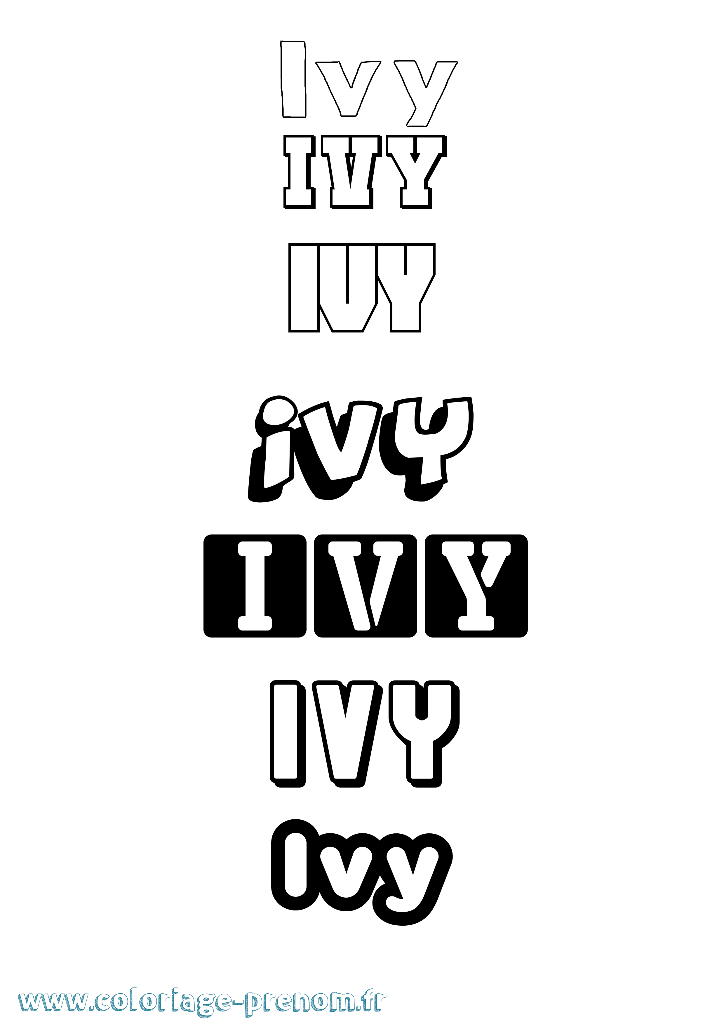 Coloriage prénom Ivy Simple