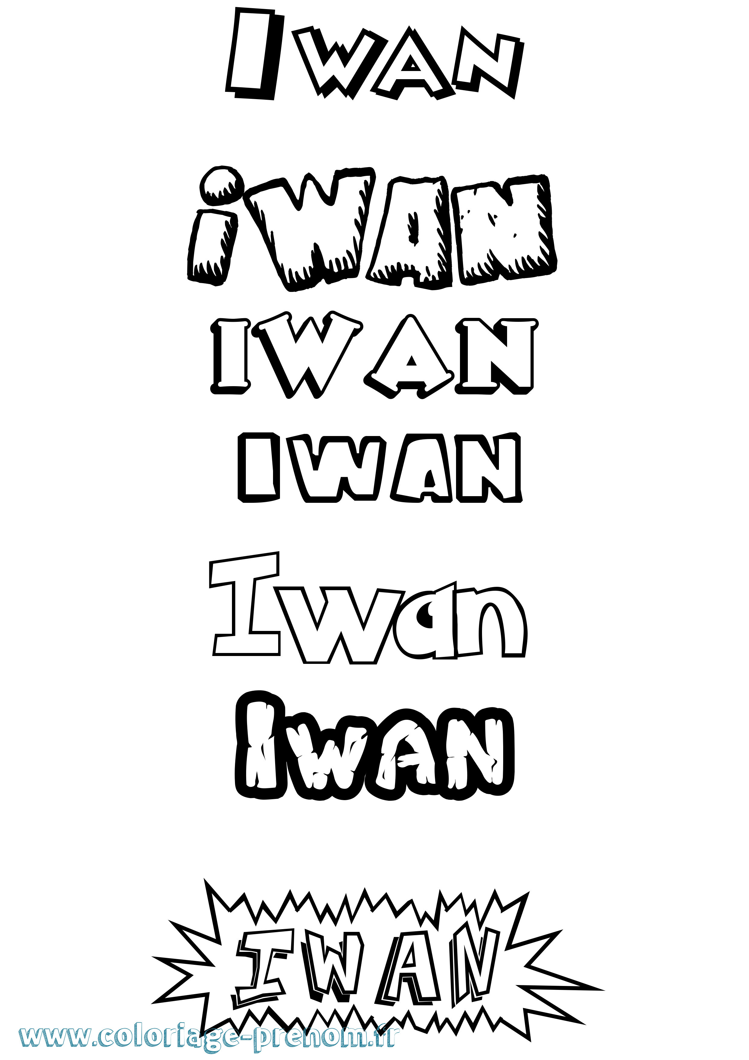 Coloriage prénom Iwan
