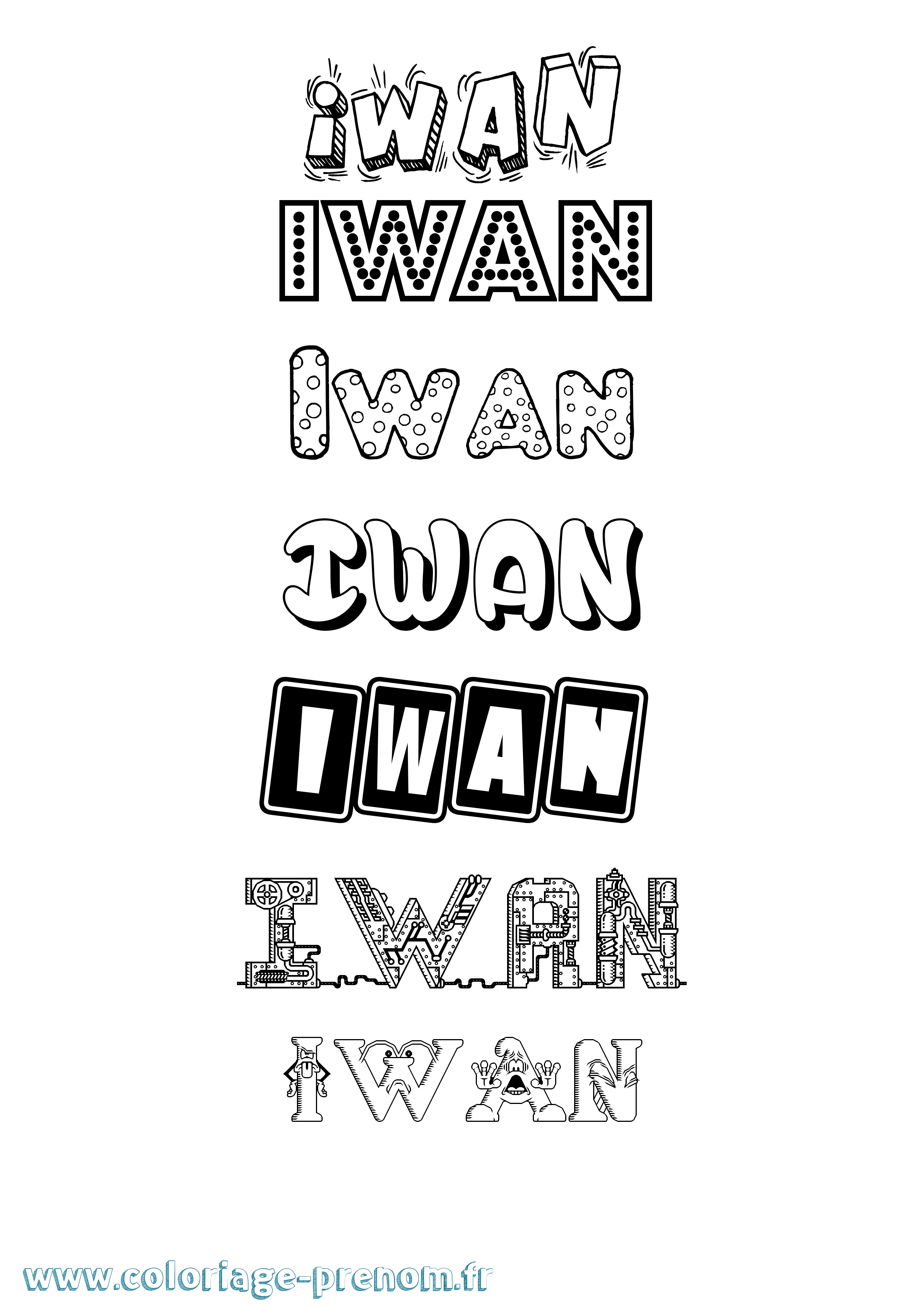 Coloriage prénom Iwan Fun