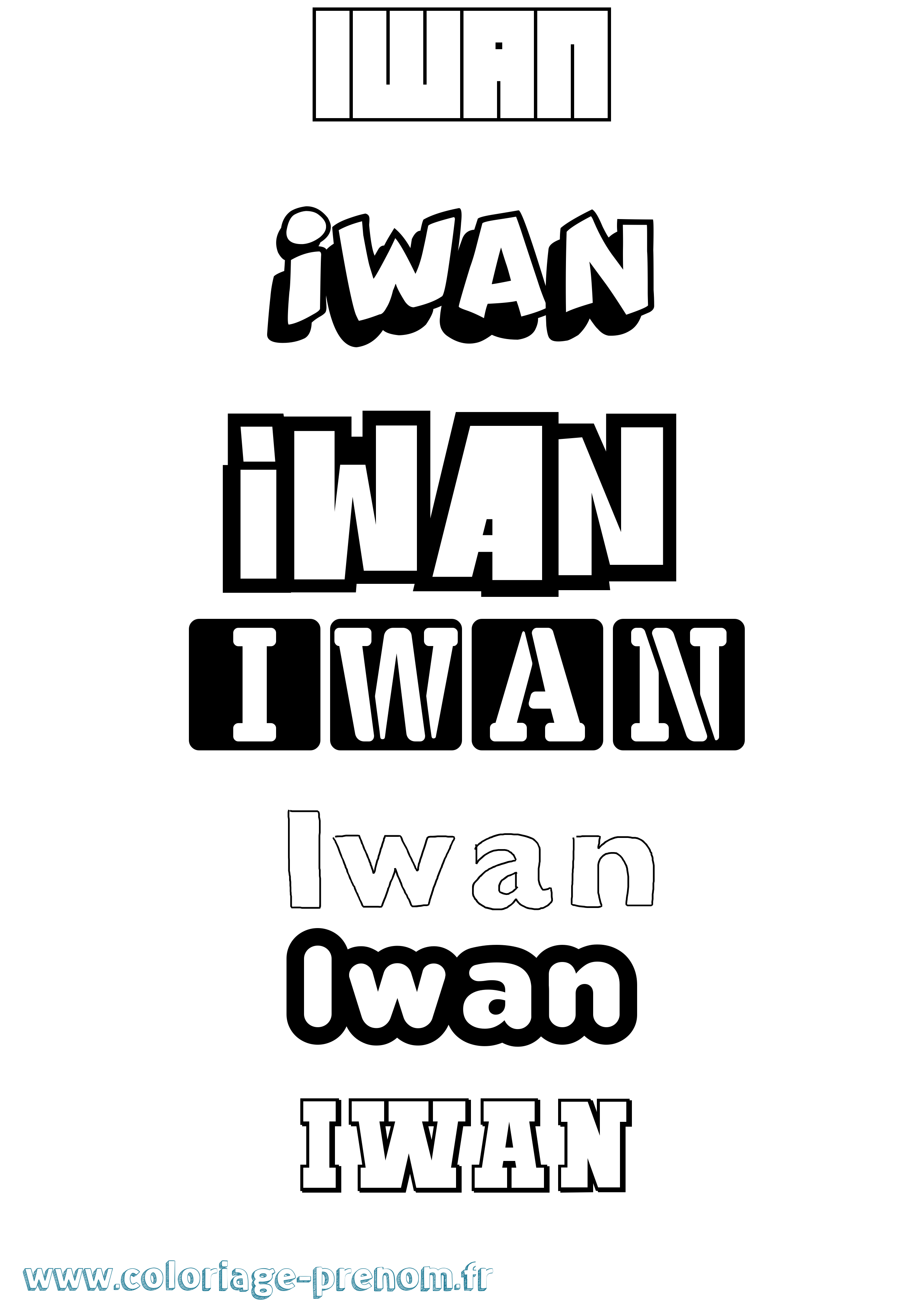 Coloriage prénom Iwan Simple