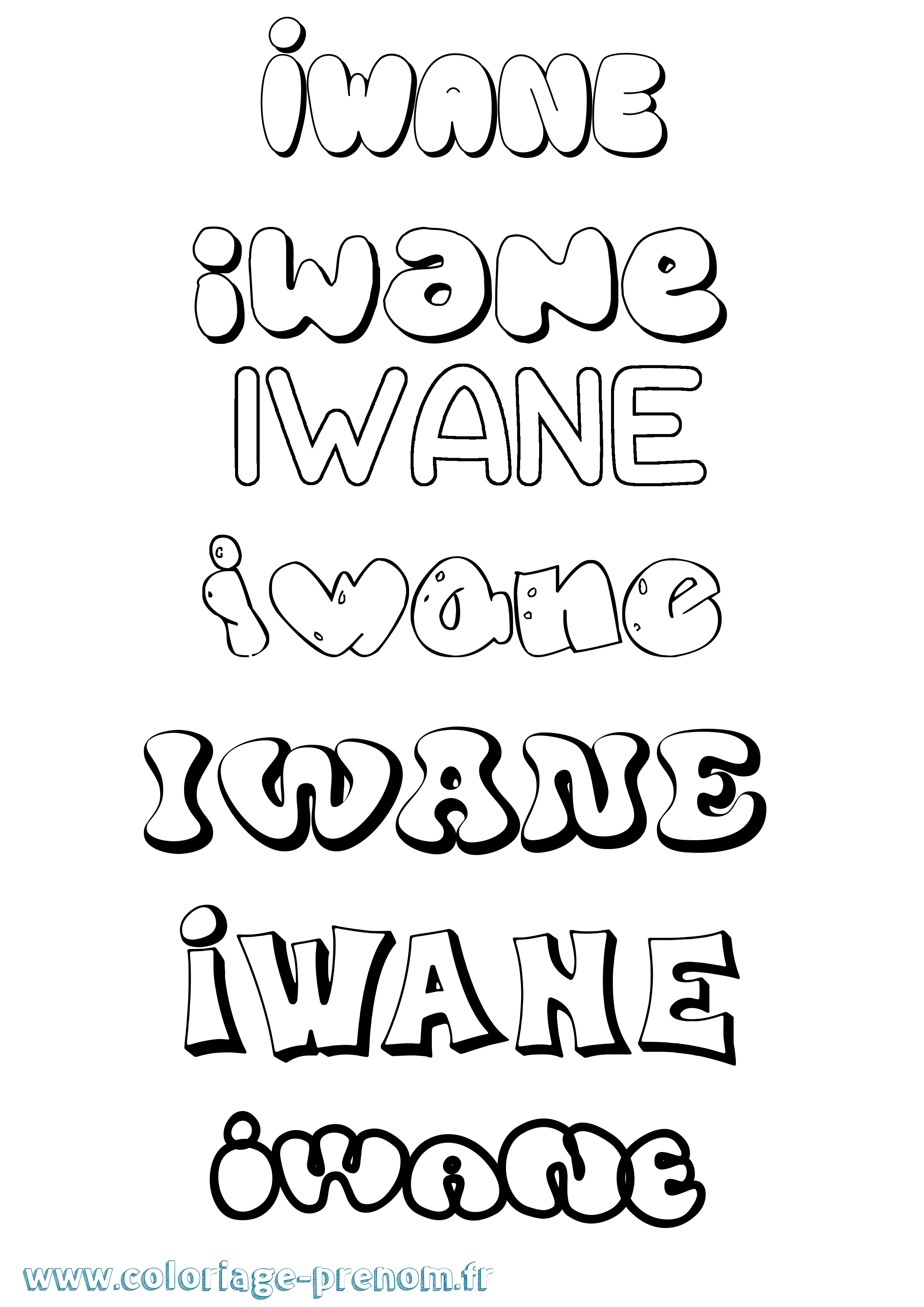 Coloriage prénom Iwane Bubble