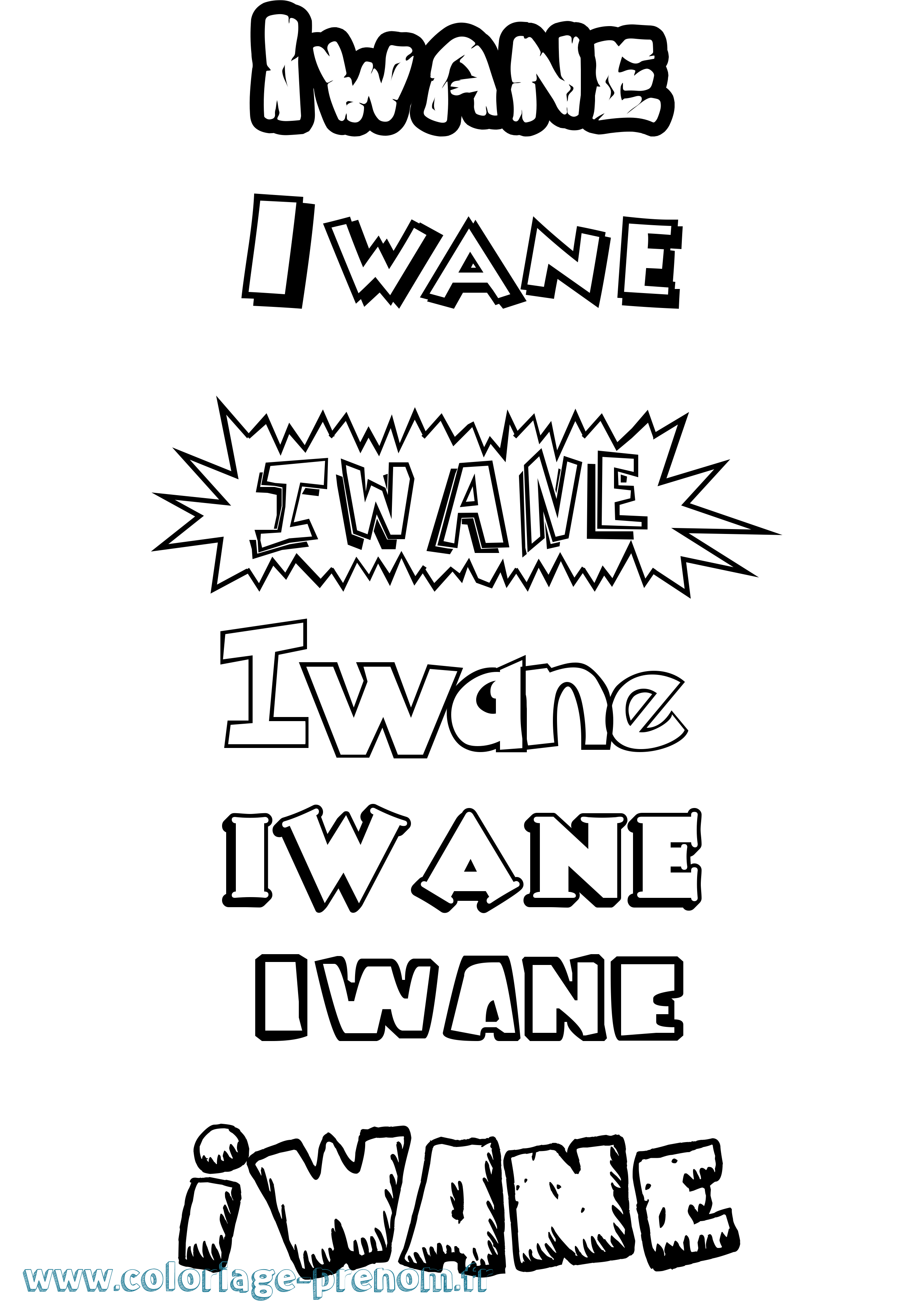 Coloriage prénom Iwane Dessin Animé