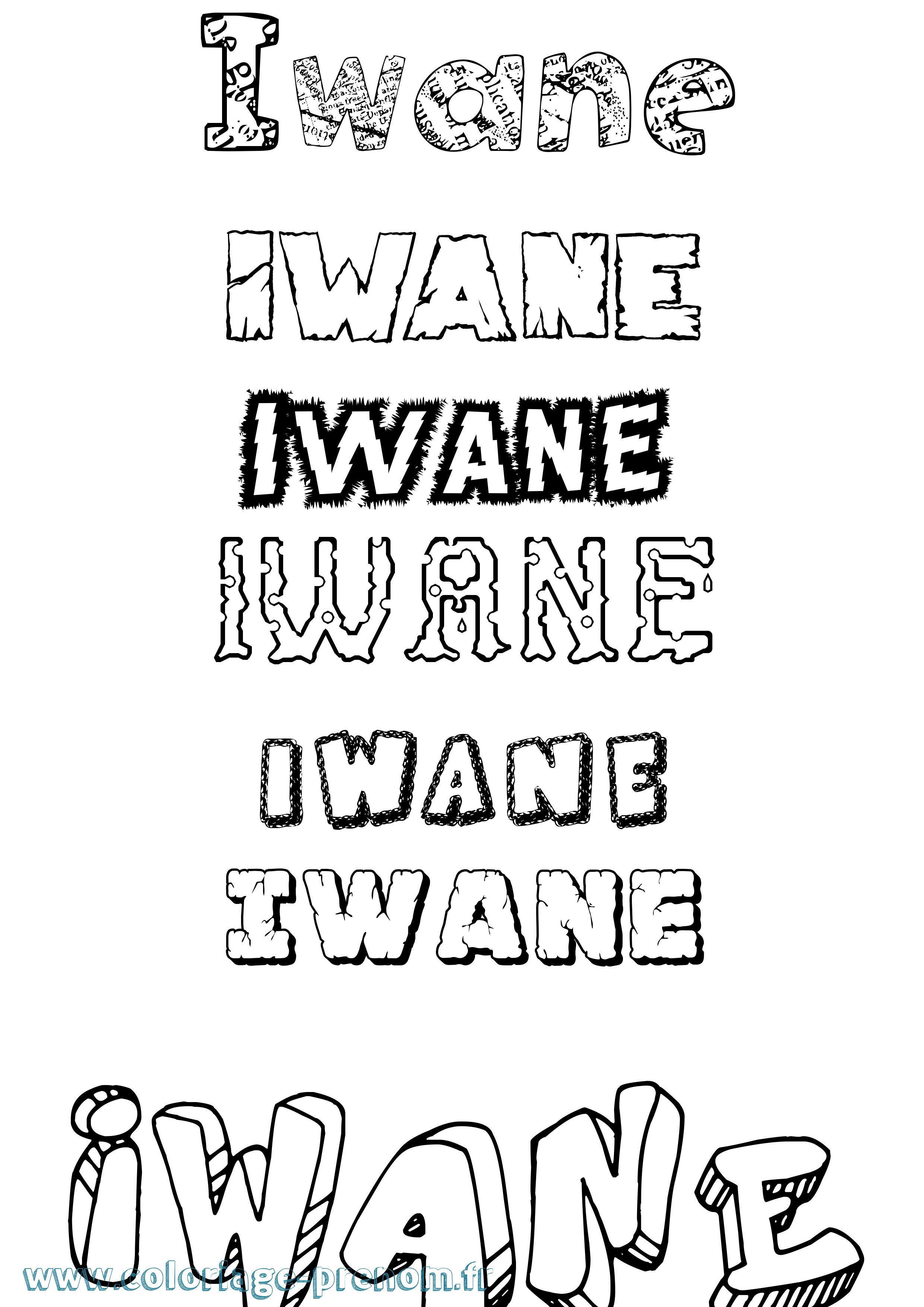 Coloriage prénom Iwane Destructuré