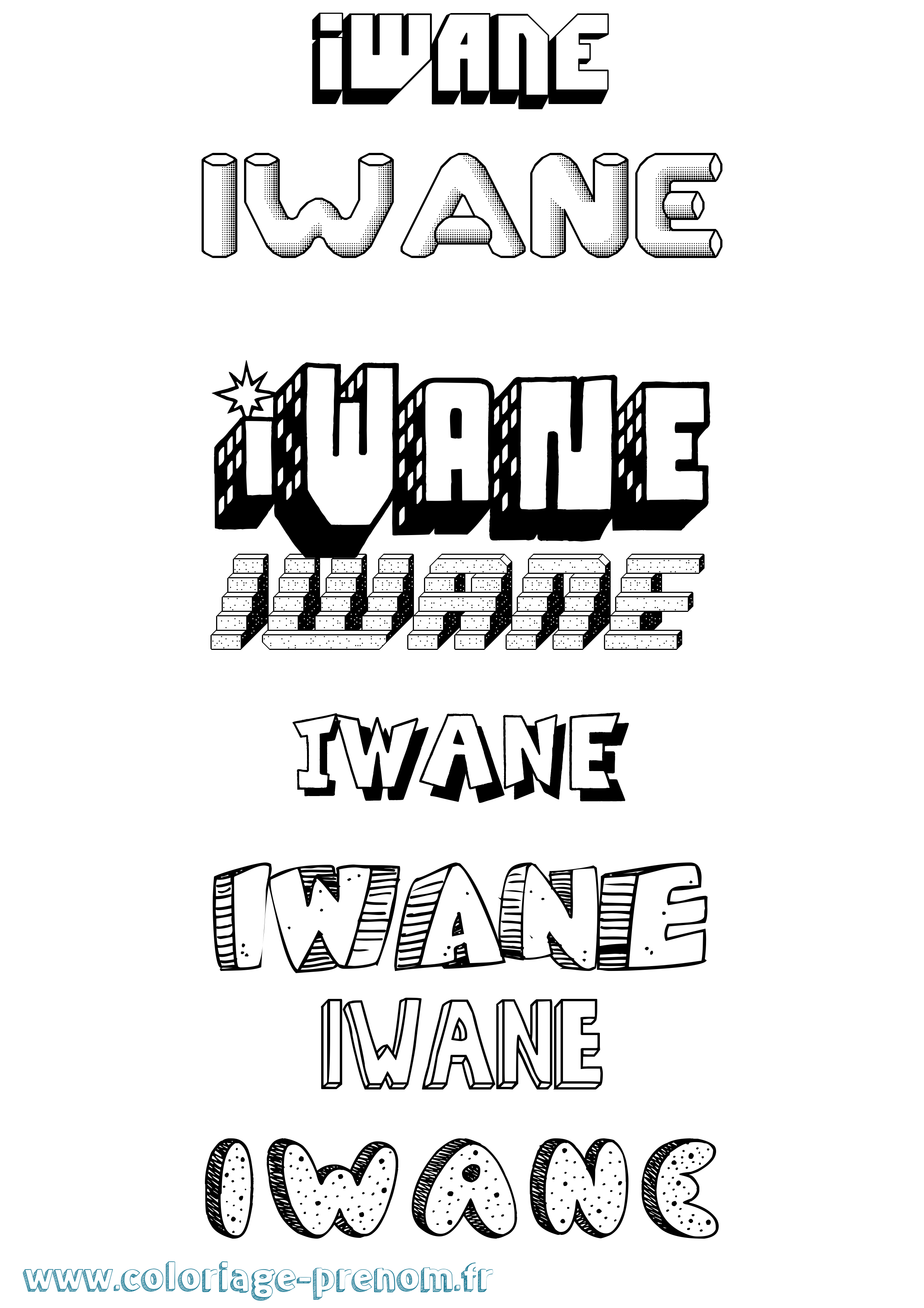 Coloriage Iwane Effet 3D Coloriage prénom Iwane Effet 3D