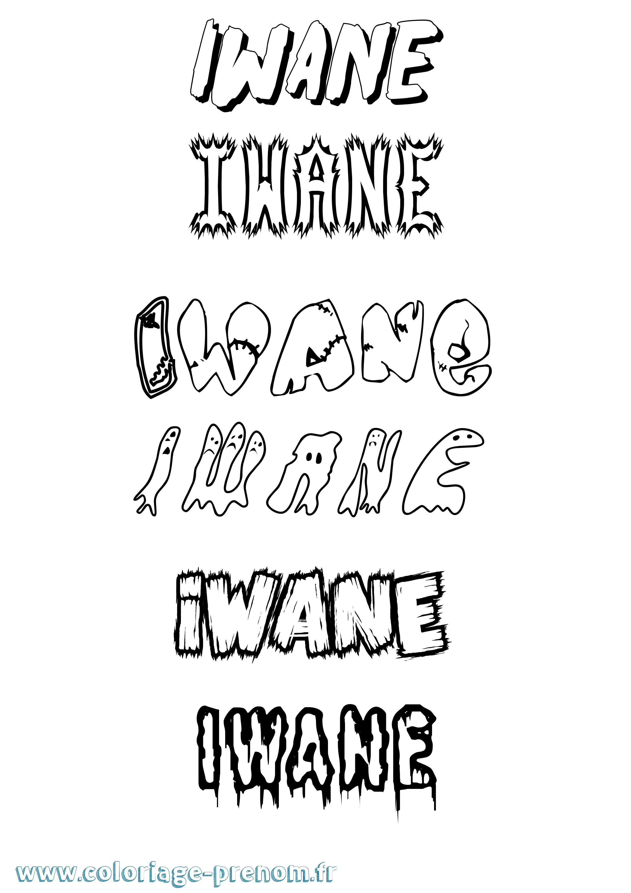 Coloriage Iwane Frisson Coloriage prénom Iwane Frisson